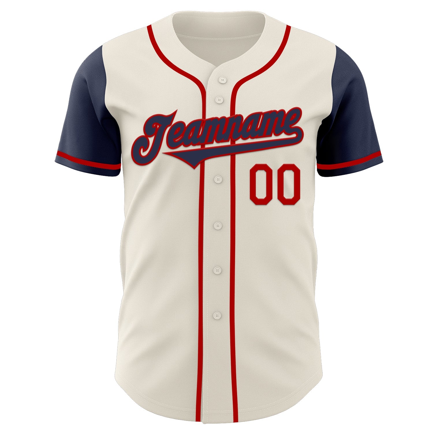 Custom Cream Navy-Red Authentic Two Tone Baseball Jersey view 2