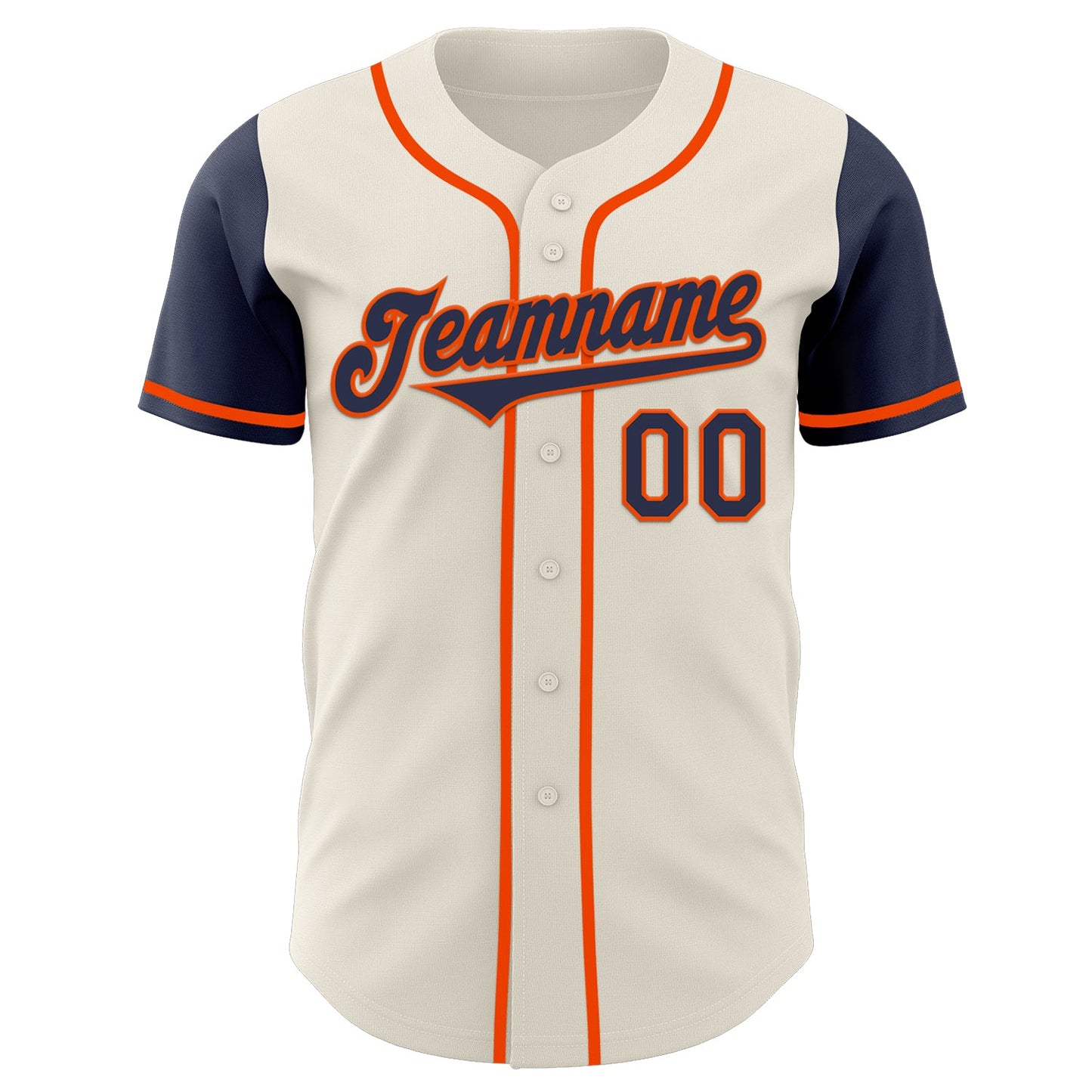 Custom Cream Navy-Orange Authentic Two Tone Baseball Jersey view 2