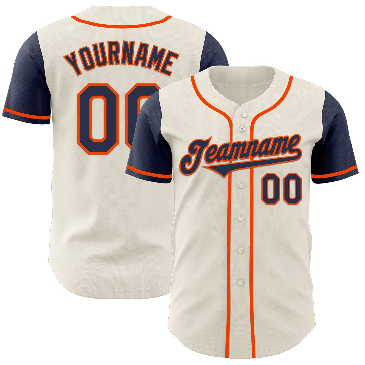 Custom Cream Navy-Orange Authentic Two Tone Baseball Jersey - Main View
