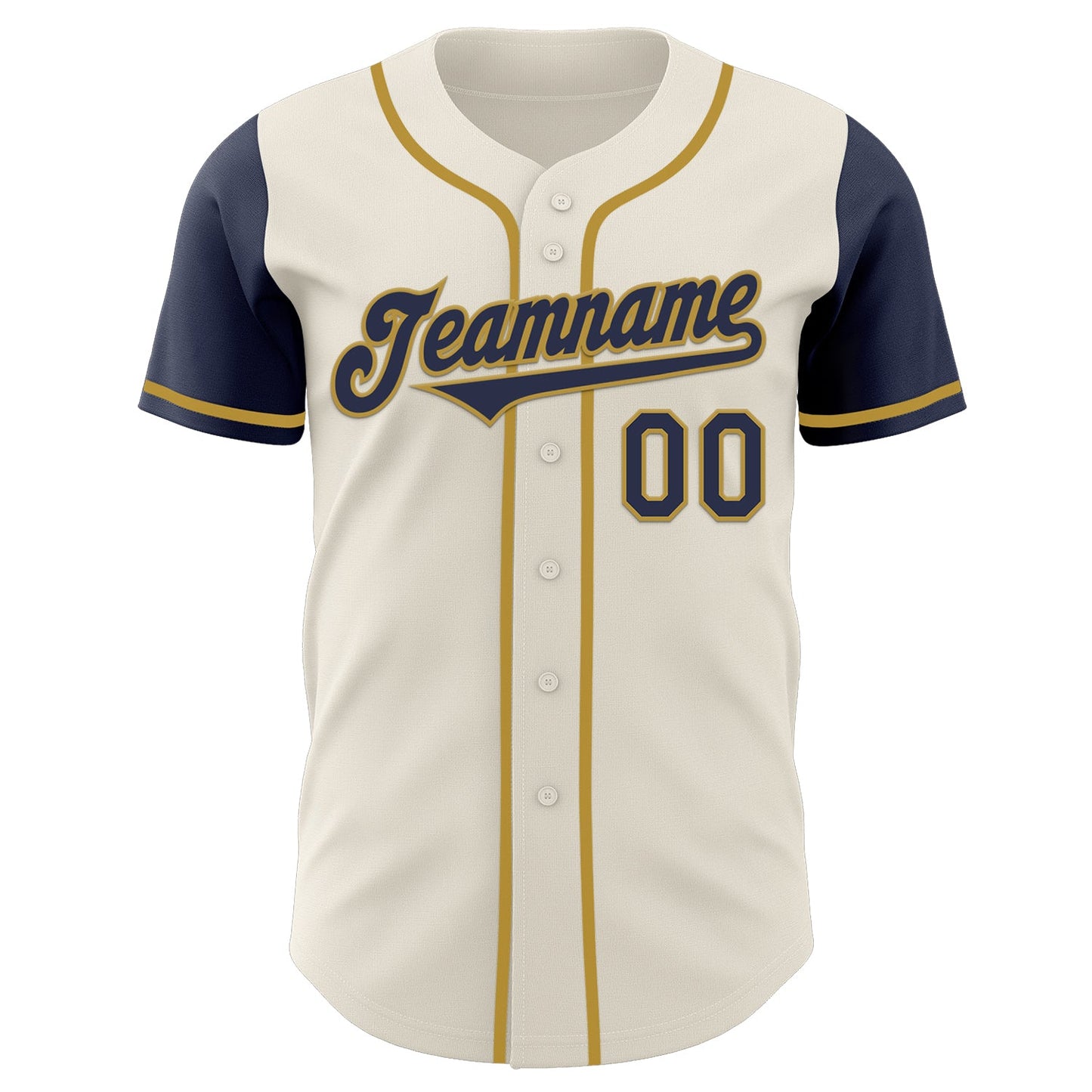 Custom Cream Navy-Old Gold Authentic Two Tone Baseball Jersey view 2