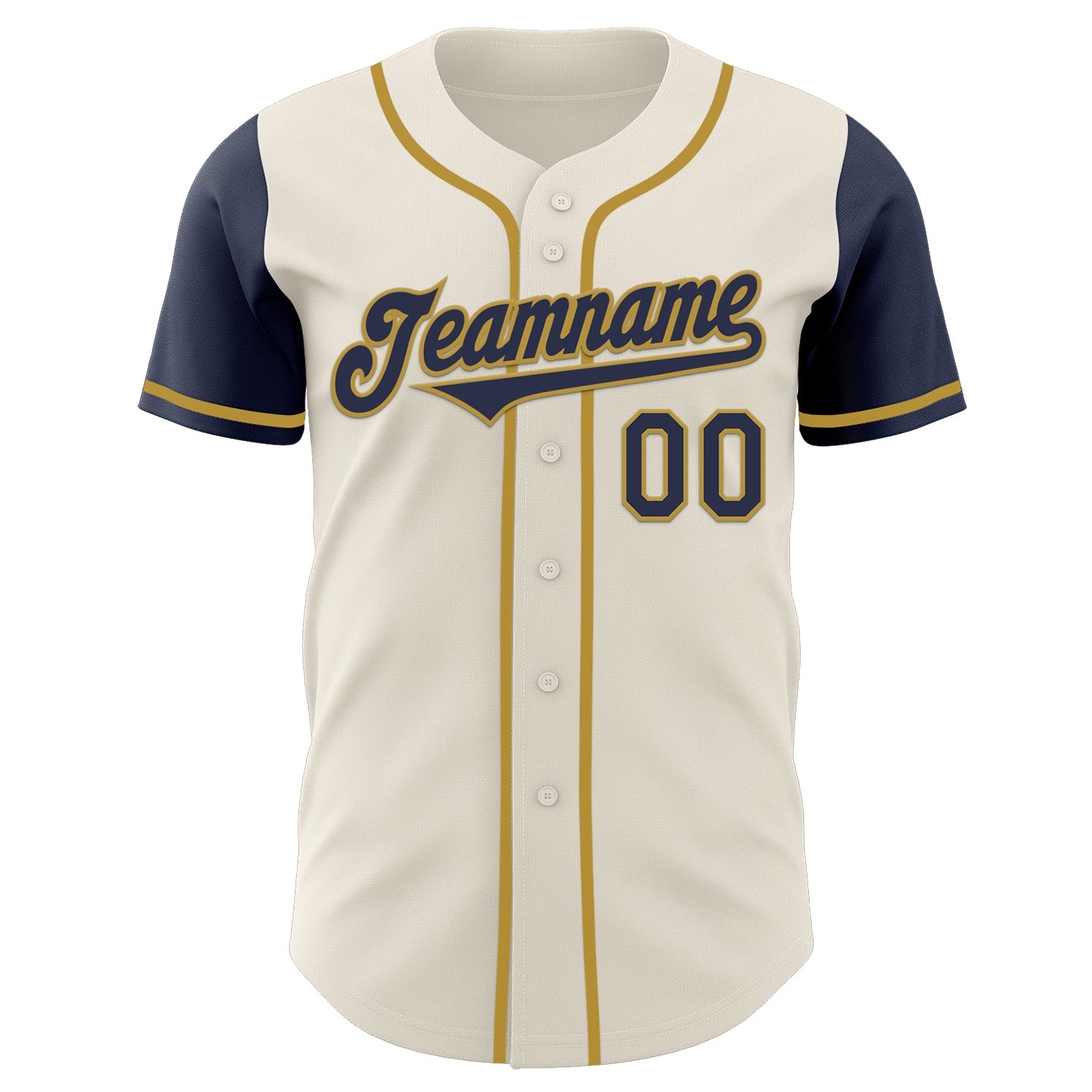 Custom Cream Navy-Old Gold Authentic Two Tone Baseball Jersey view 2
