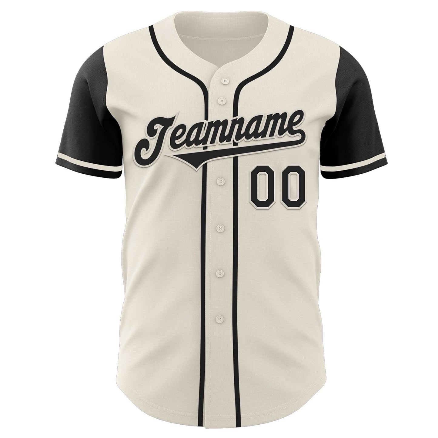 Custom Cream Black Authentic Two Tone Baseball Jersey view 2