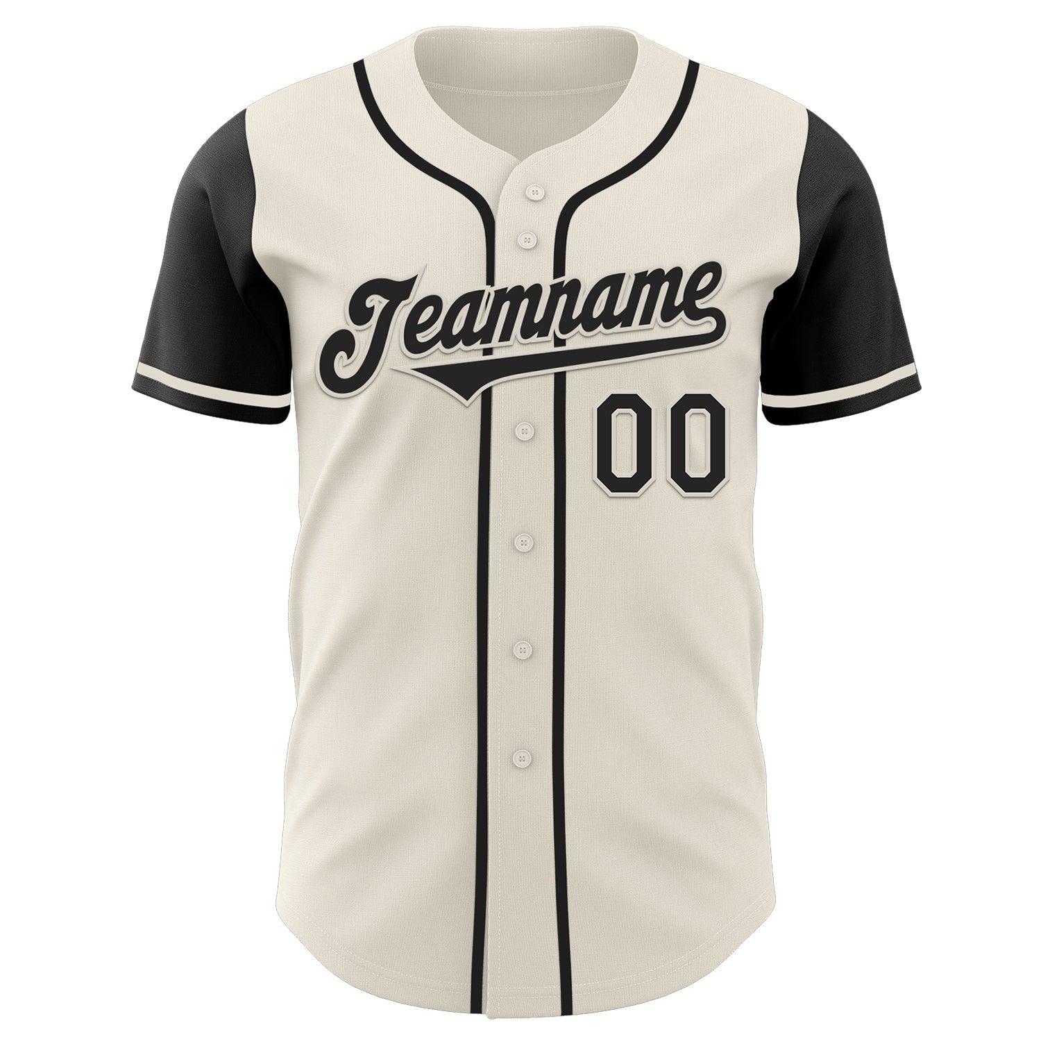 Custom Cream Black Authentic Two Tone Baseball Jersey view 2