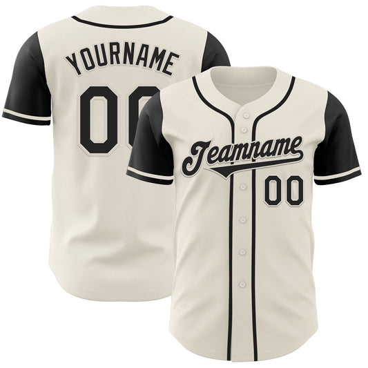 Custom Cream Black Authentic Two Tone Baseball Jersey - Main View
