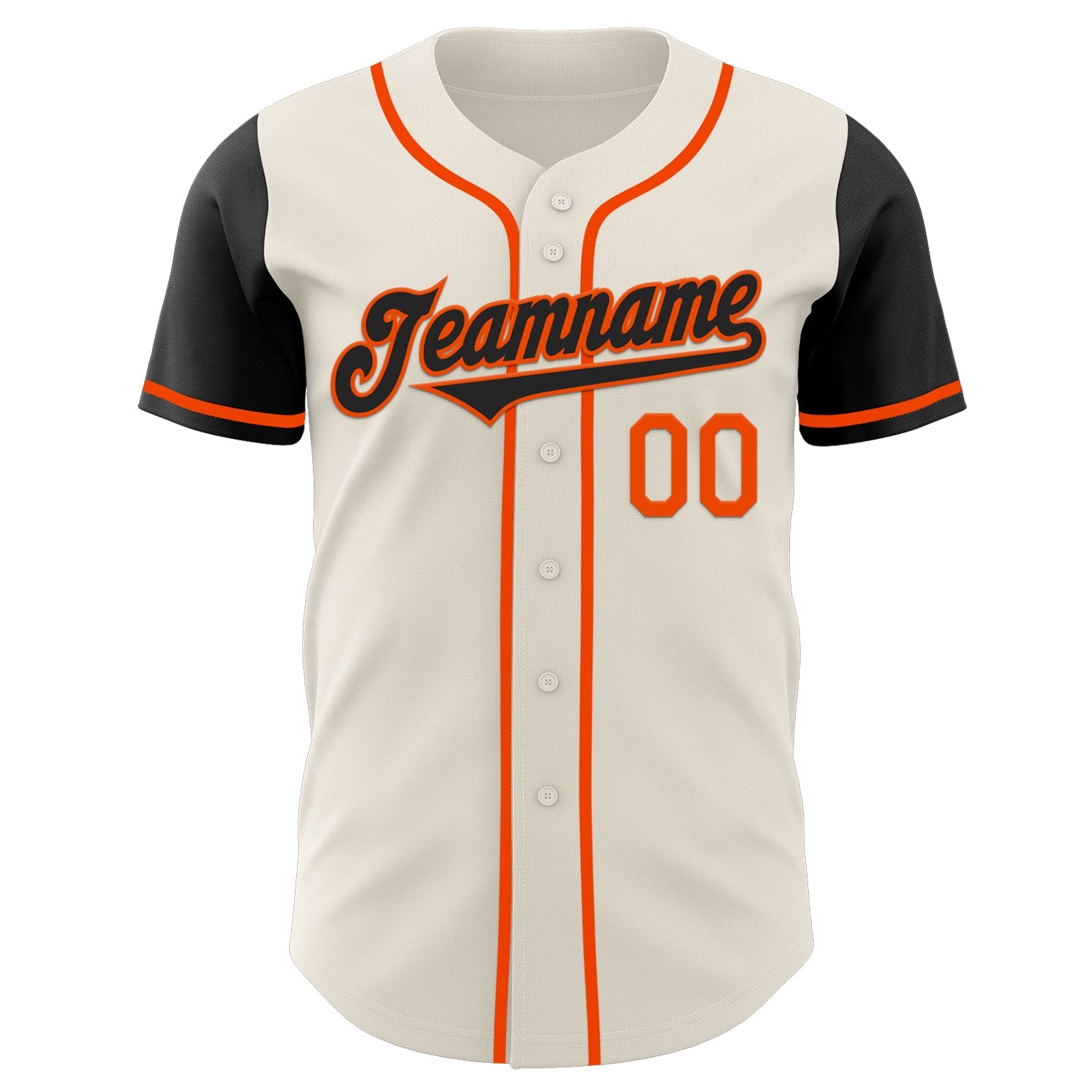 Custom Cream Black-Orange Authentic Two Tone Baseball Jersey view 2
