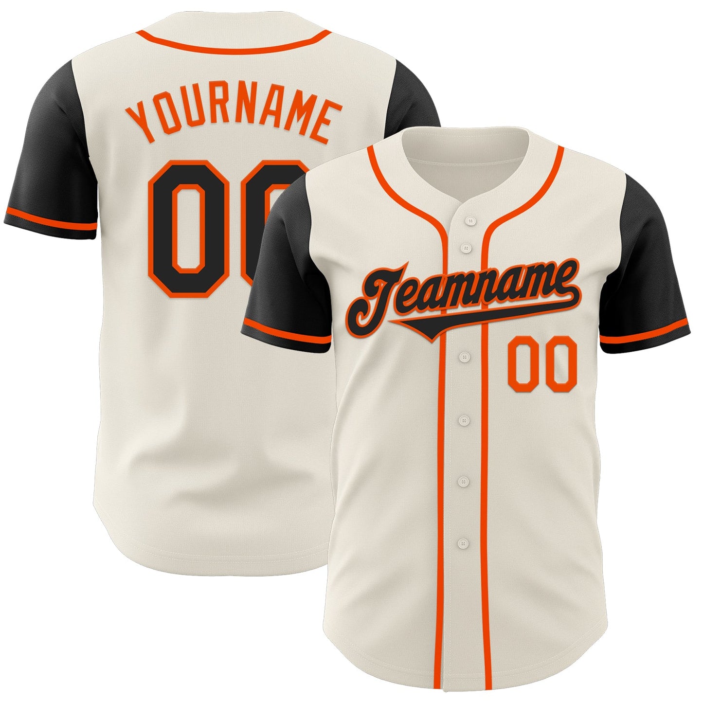 Custom Cream Black-Orange Authentic Two Tone Baseball Jersey - Main View