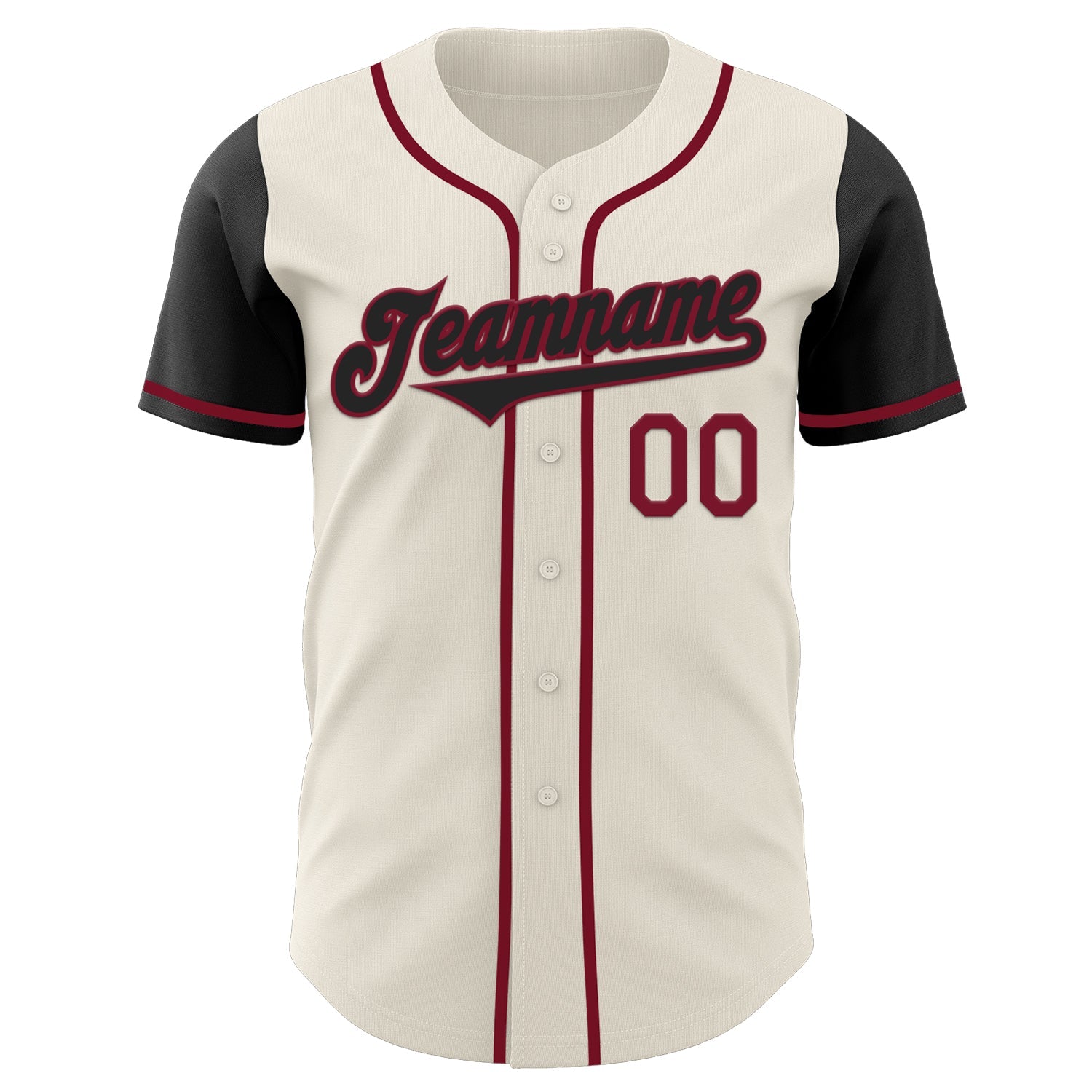 Custom Cream Black-Crimson Authentic Two Tone Baseball Jersey view 2