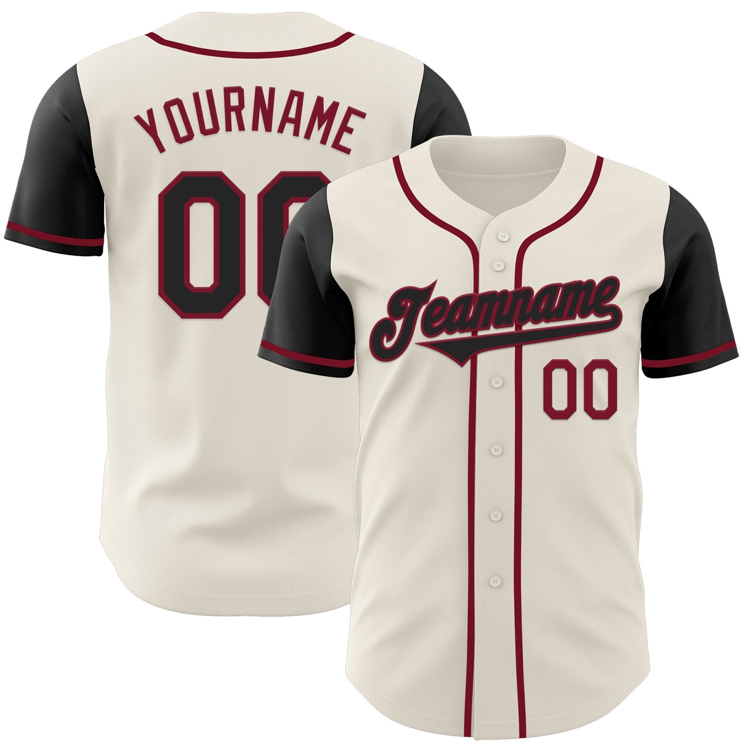 Custom Cream Black-Crimson Authentic Two Tone Baseball Jersey - Main View