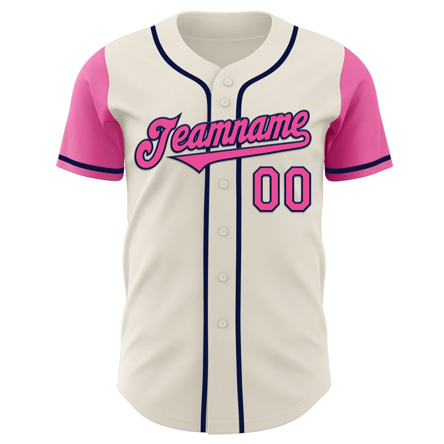 Custom Cream Pink-Navy Authentic Two Tone Baseball Jersey view 2