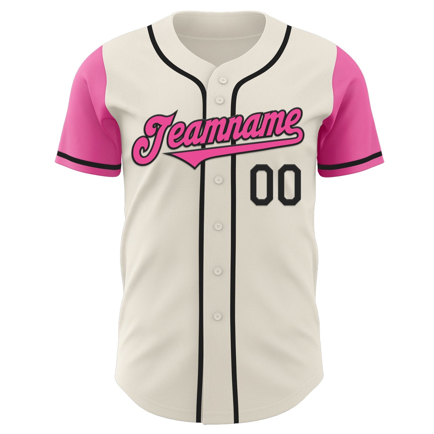 Custom Cream Pink-Black Authentic Two Tone Baseball Jersey view 2