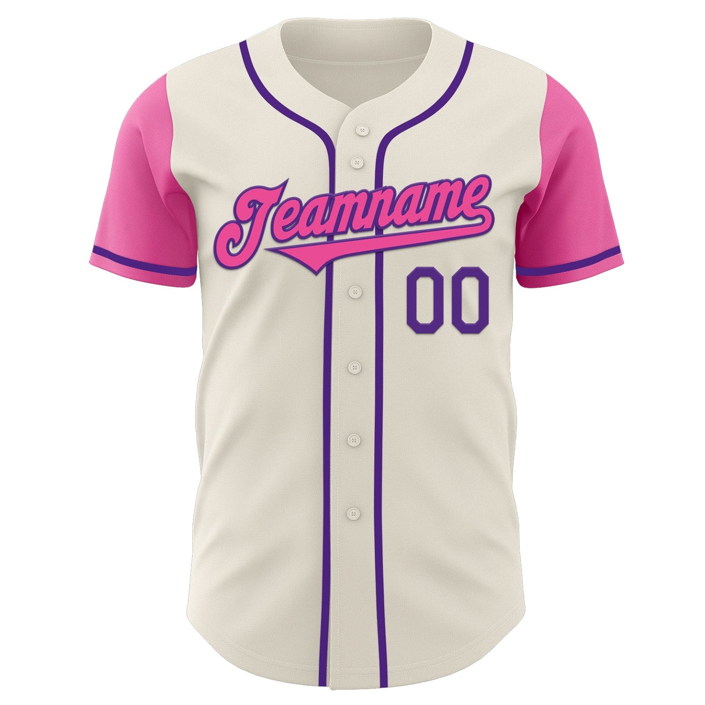 Custom Cream Pink-Purple Authentic Two Tone Baseball Jersey view 2