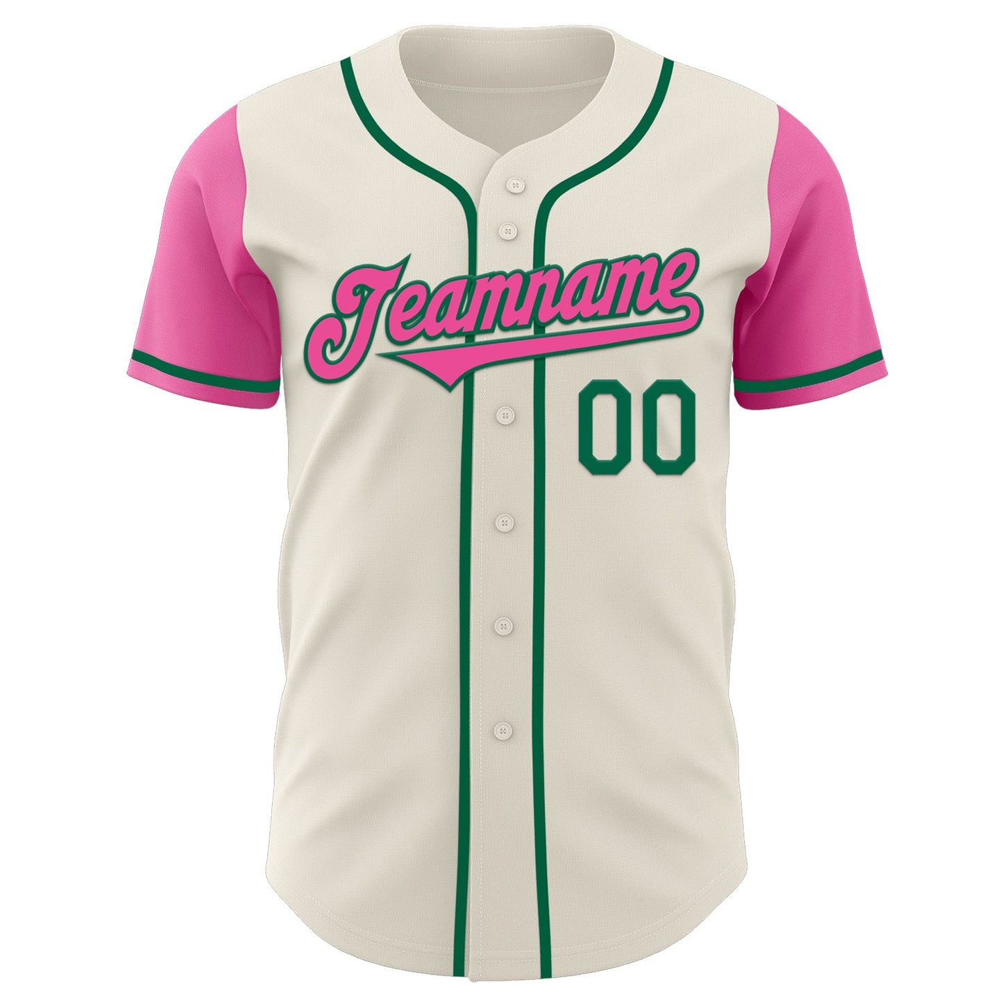 Custom Cream Pink-Kelly Green Authentic Two Tone Baseball Jersey view 2