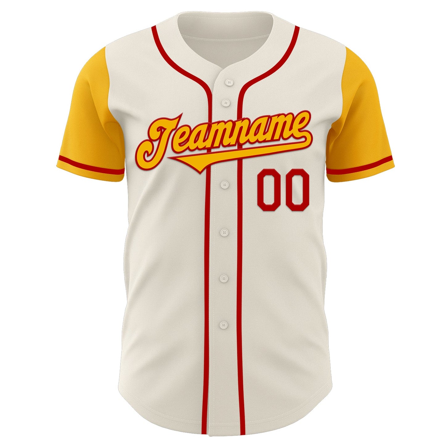 Custom Cream Gold-Red Authentic Two Tone Baseball Jersey view 2