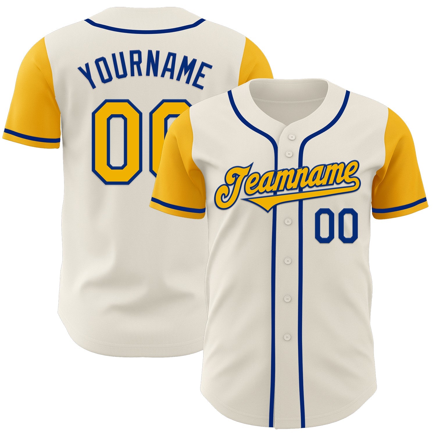 Custom Cream Gold-Royal Authentic Two Tone Baseball Jersey - Main View