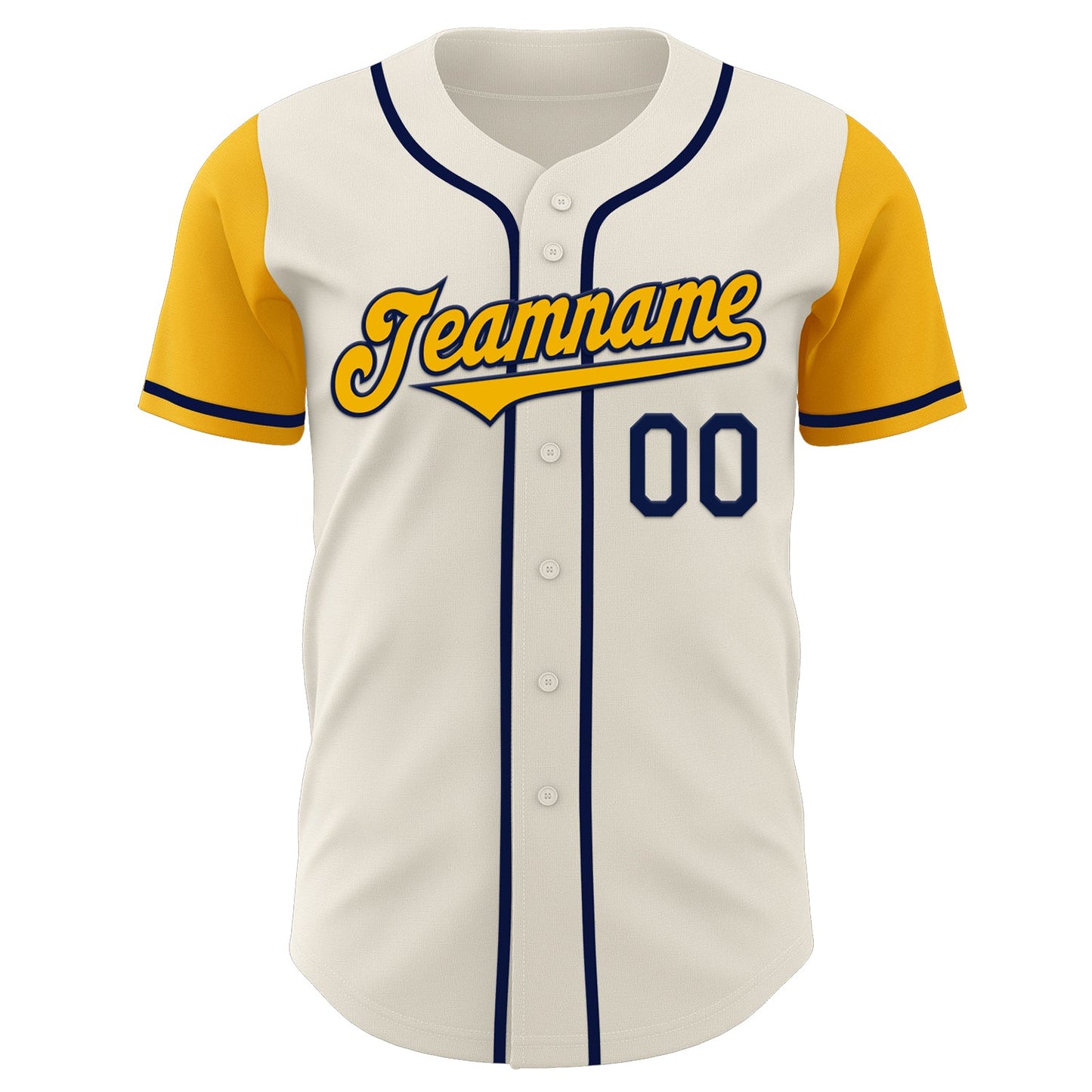 Custom Cream Gold-Navy Authentic Two Tone Baseball Jersey view 2