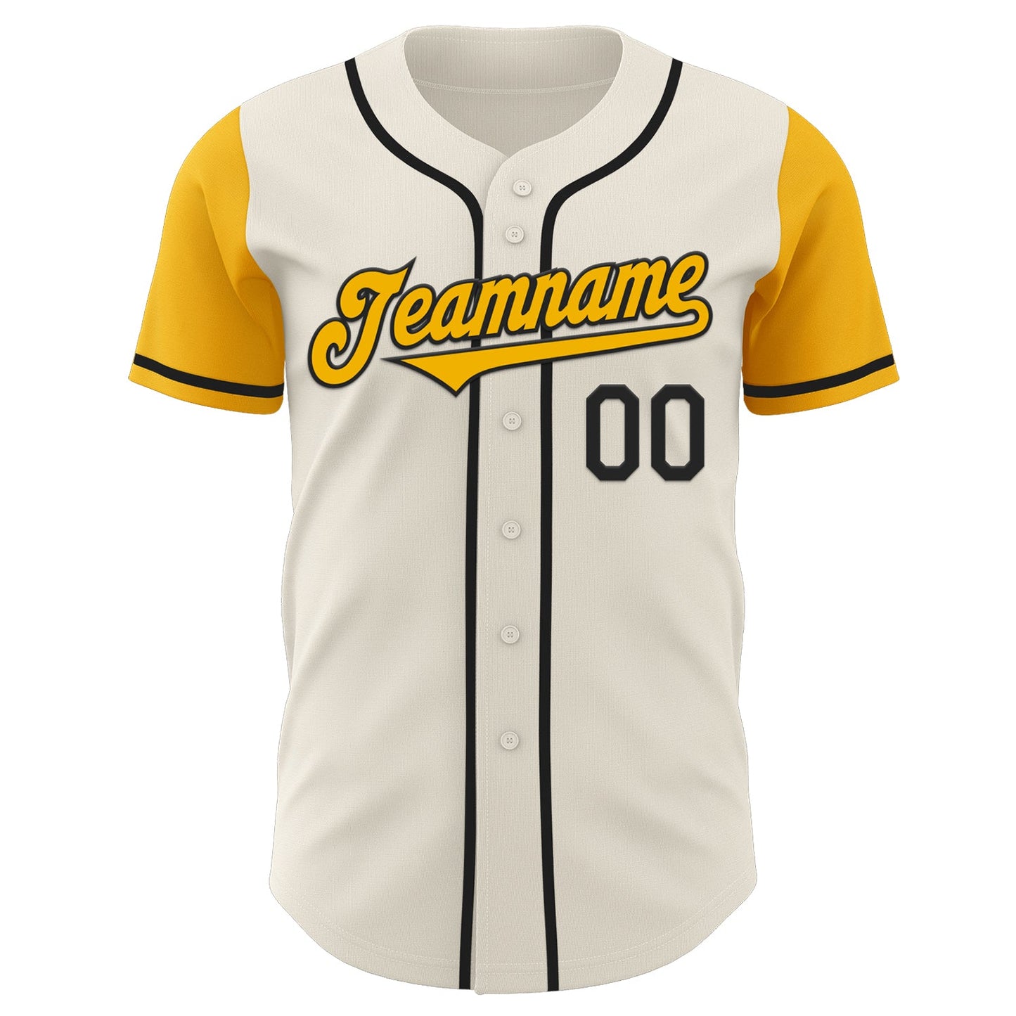 Custom Cream Gold-Black Authentic Two Tone Baseball Jersey view 2