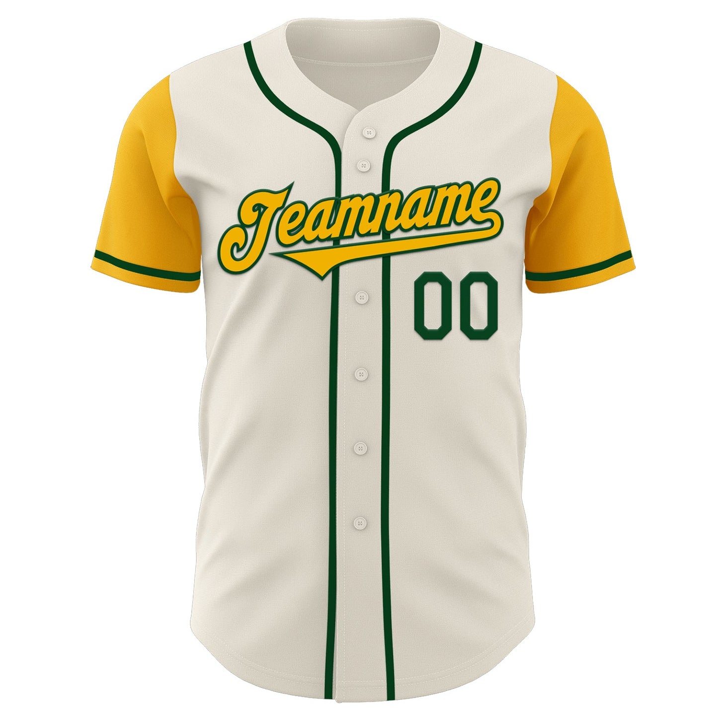 Custom Cream Gold-Green Authentic Two Tone Baseball Jersey view 2