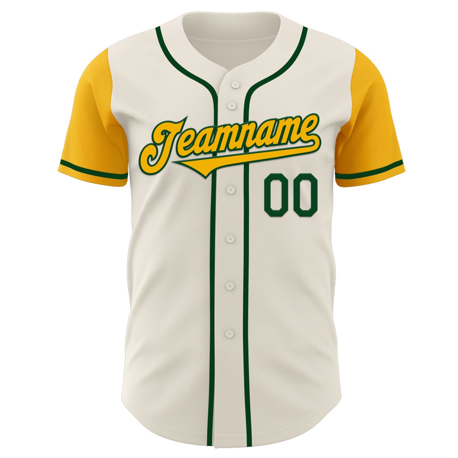 Custom Cream Gold-Green Authentic Two Tone Baseball Jersey view 2