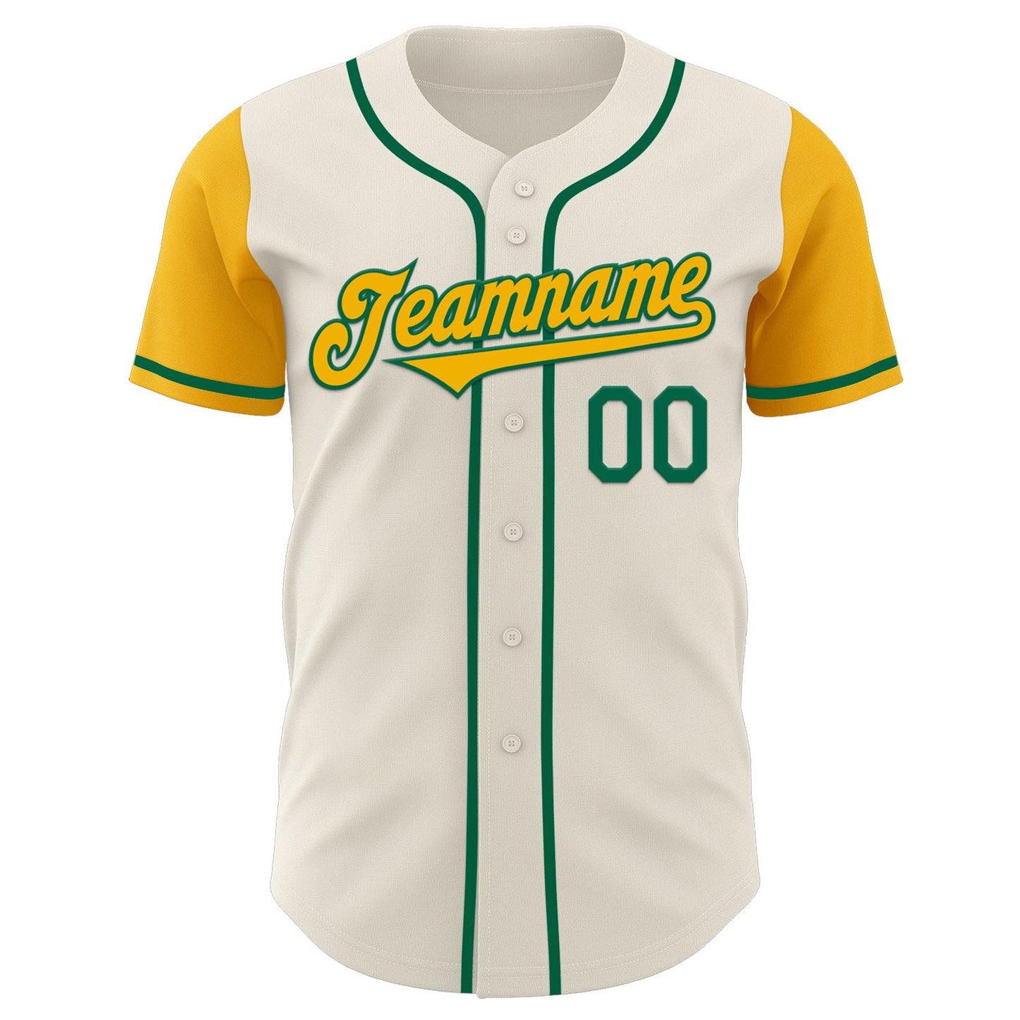 Custom Cream Gold-Kelly Green Authentic Two Tone Baseball Jersey view 2