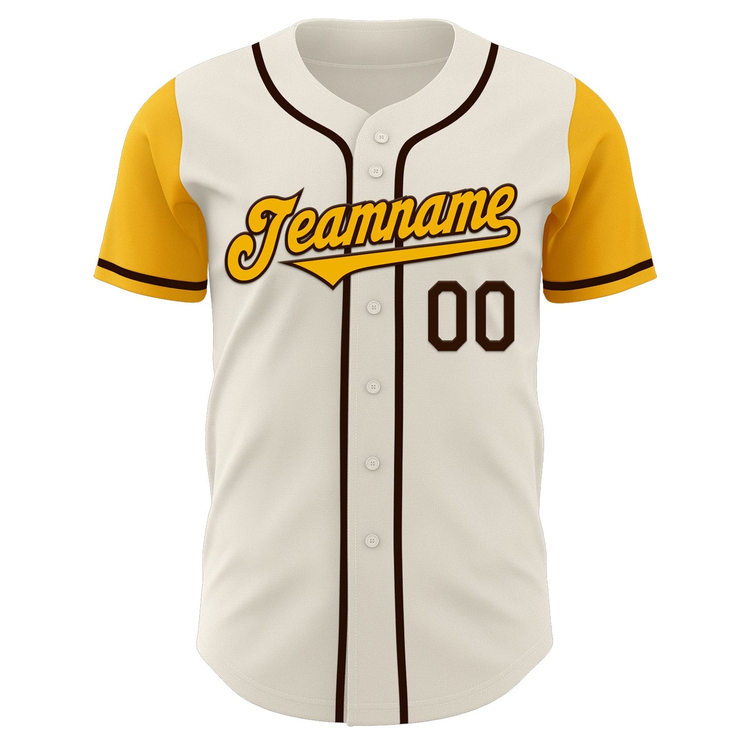 Custom Cream Gold-Brown Authentic Two Tone Baseball Jersey view 2