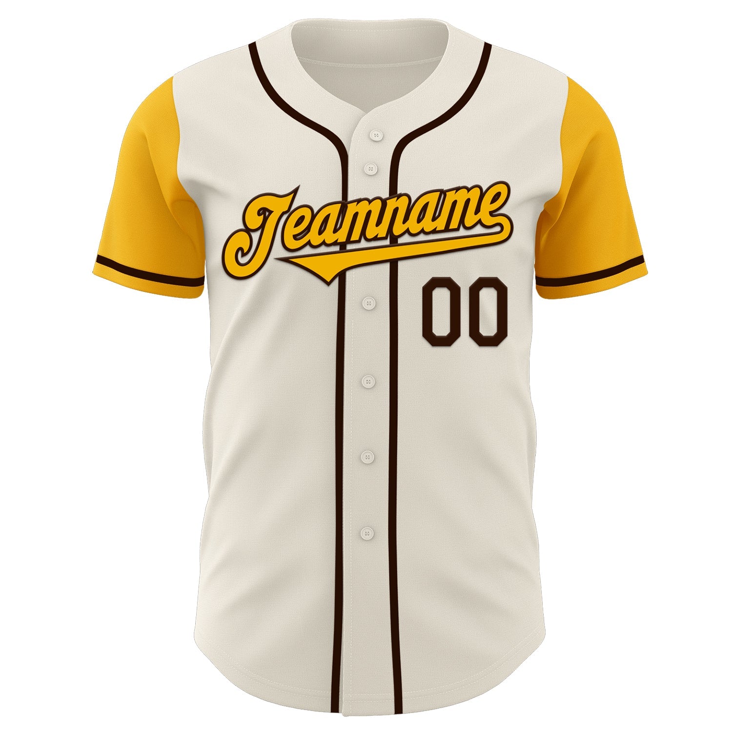 Custom Cream Gold-Brown Authentic Two Tone Baseball Jersey view 2
