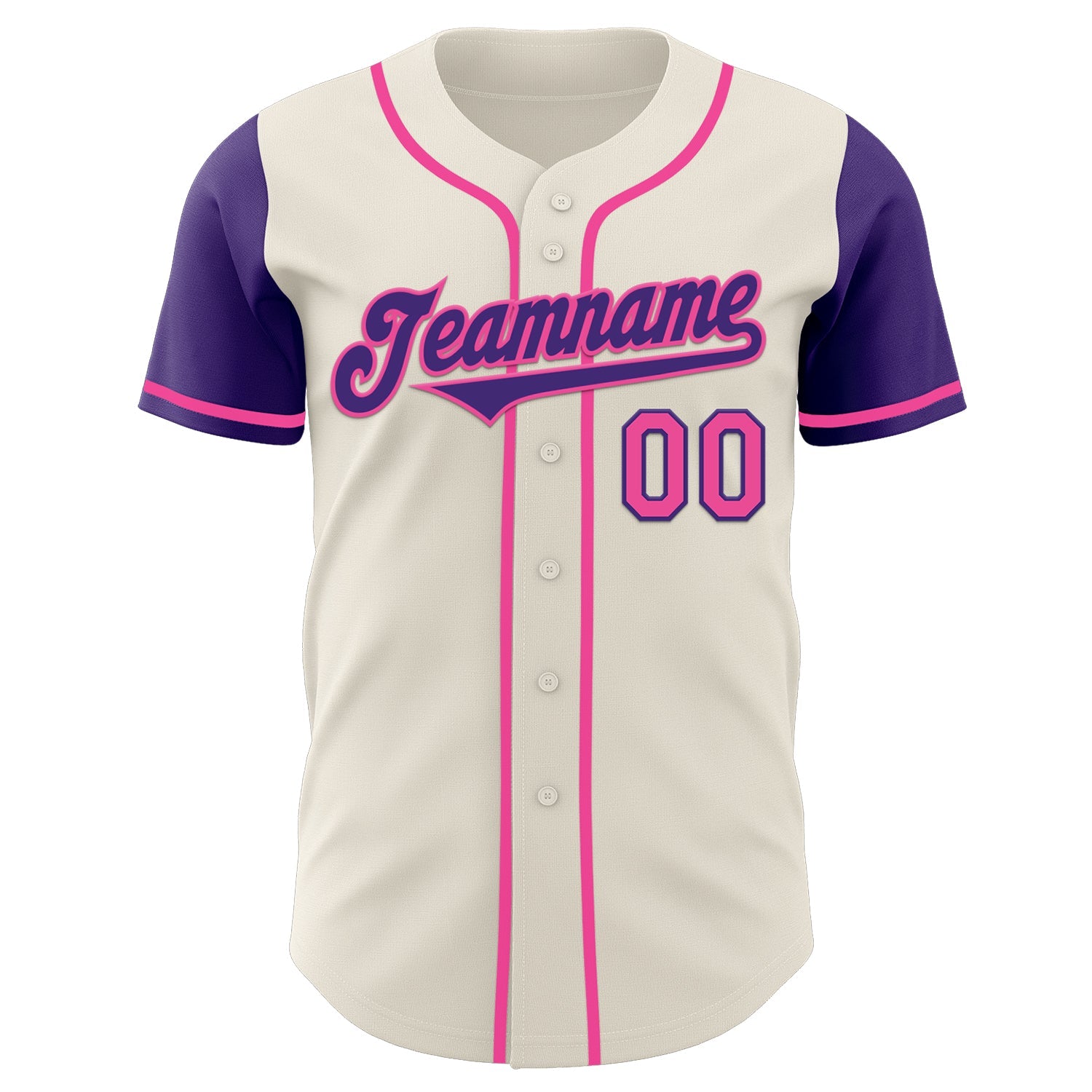Custom Cream Purple-Pink Authentic Two Tone Baseball Jersey view 2