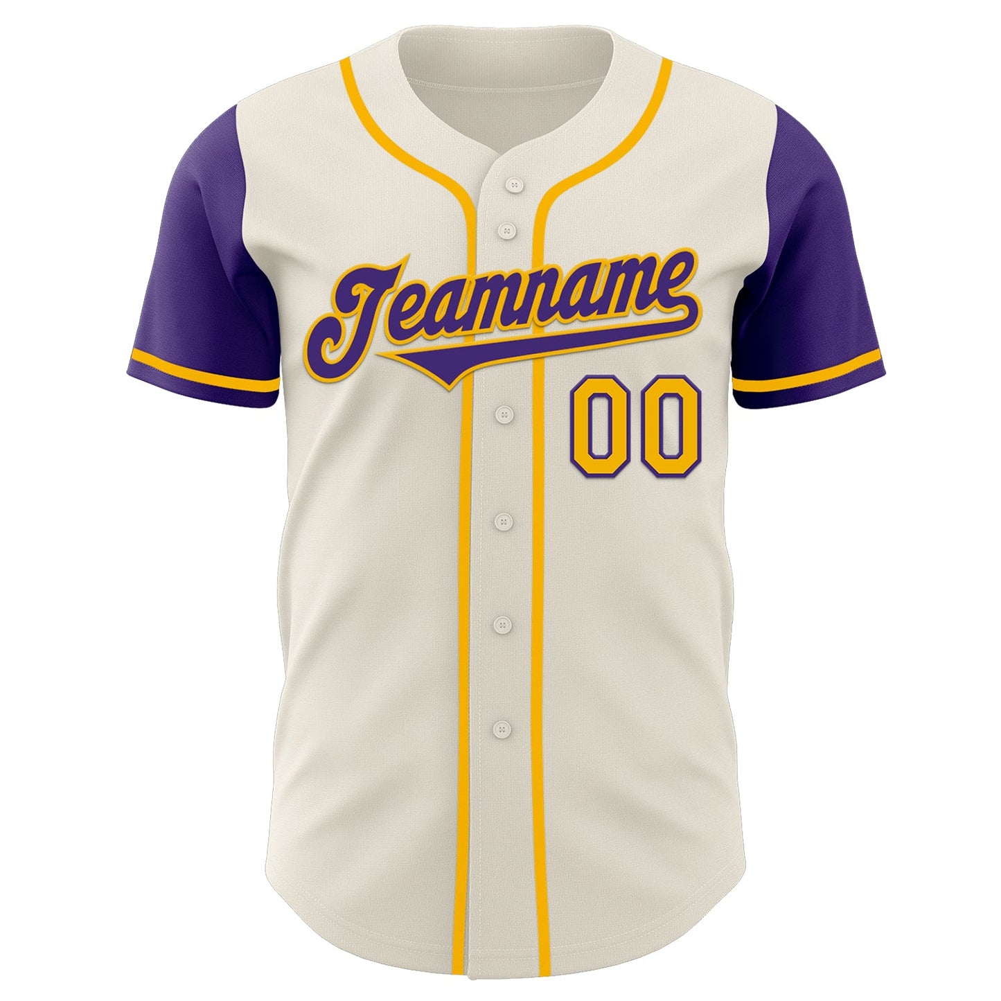 Custom Cream Purple-Gold Authentic Two Tone Baseball Jersey view 2
