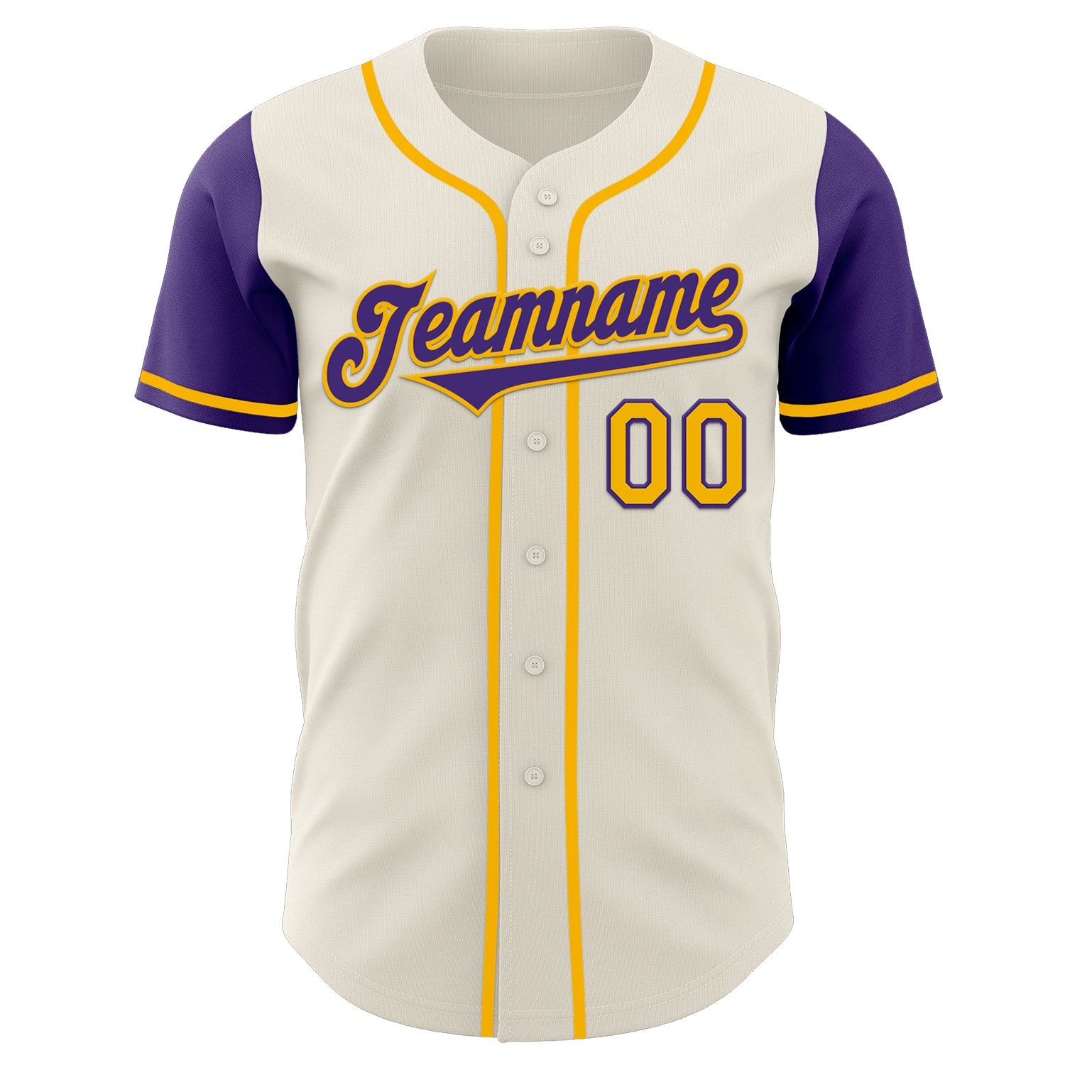 Custom Cream Purple-Gold Authentic Two Tone Baseball Jersey view 2