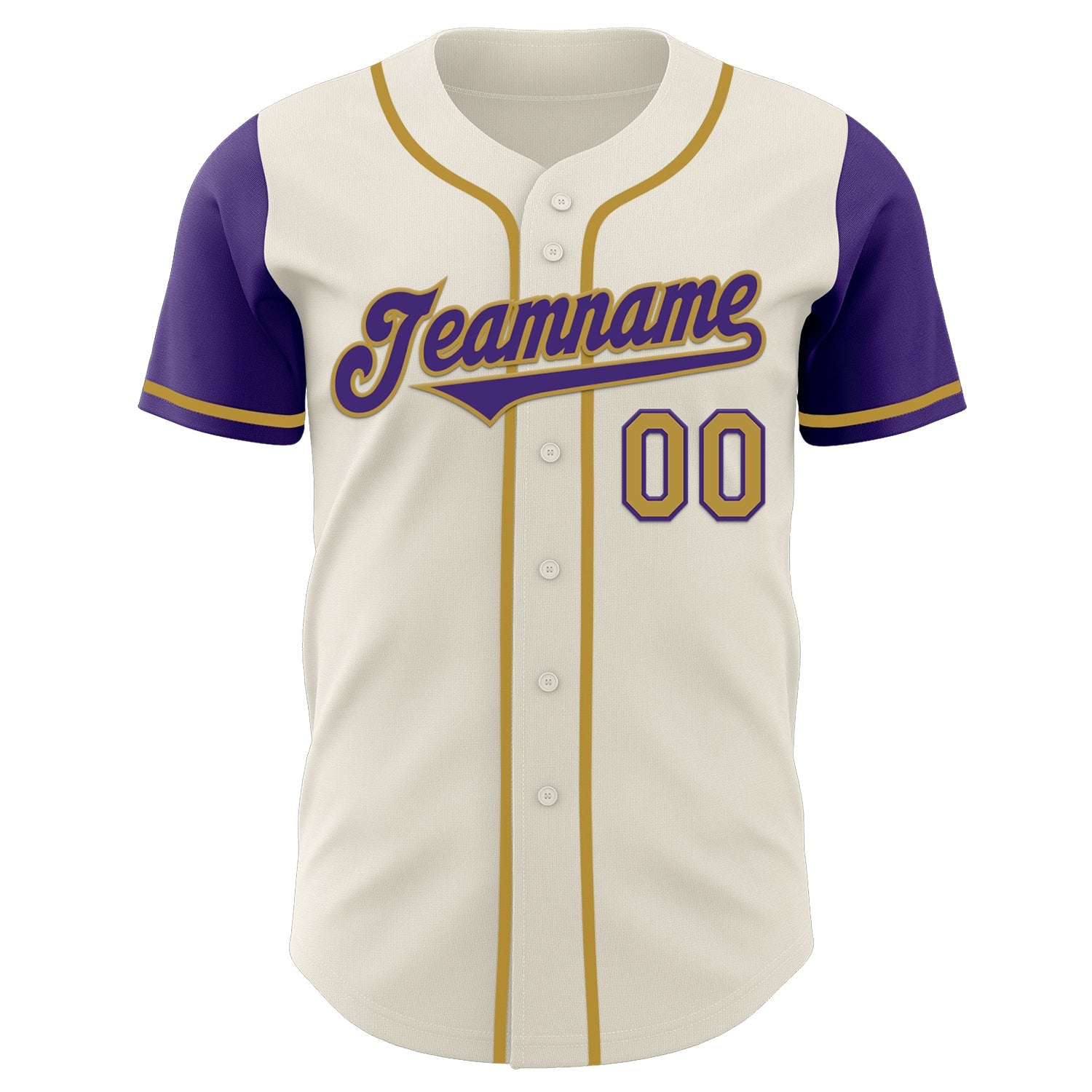 Custom Cream Purple-Old Gold Authentic Two Tone Baseball Jersey view 2
