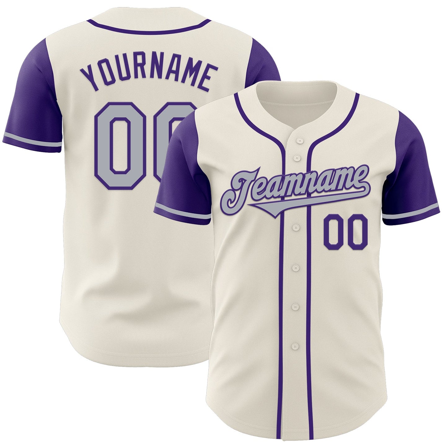 Custom Cream Gray-Purple Authentic Two Tone Baseball Jersey - Main View