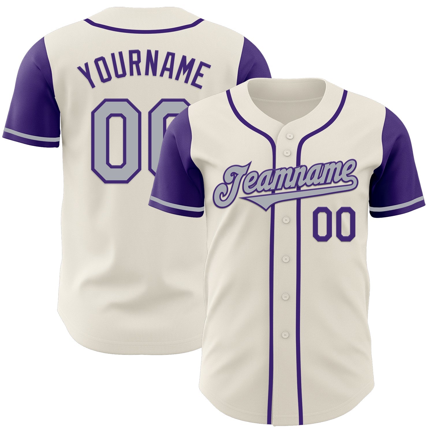 Custom Cream Gray-Purple Authentic Two Tone Baseball Jersey - Main View