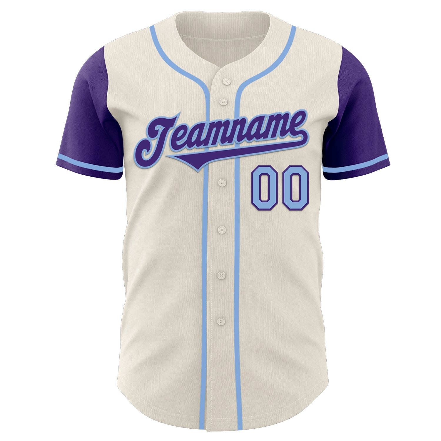 Custom Cream Purple-Light Blue Authentic Two Tone Baseball Jersey view 2