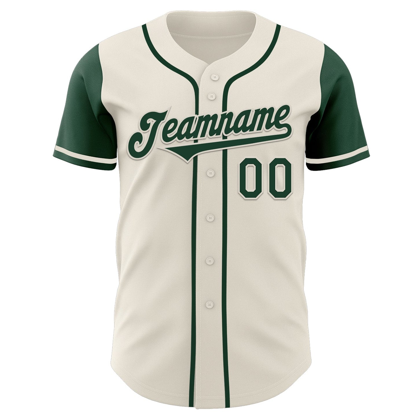 Custom Cream Green Authentic Two Tone Baseball Jersey view 2