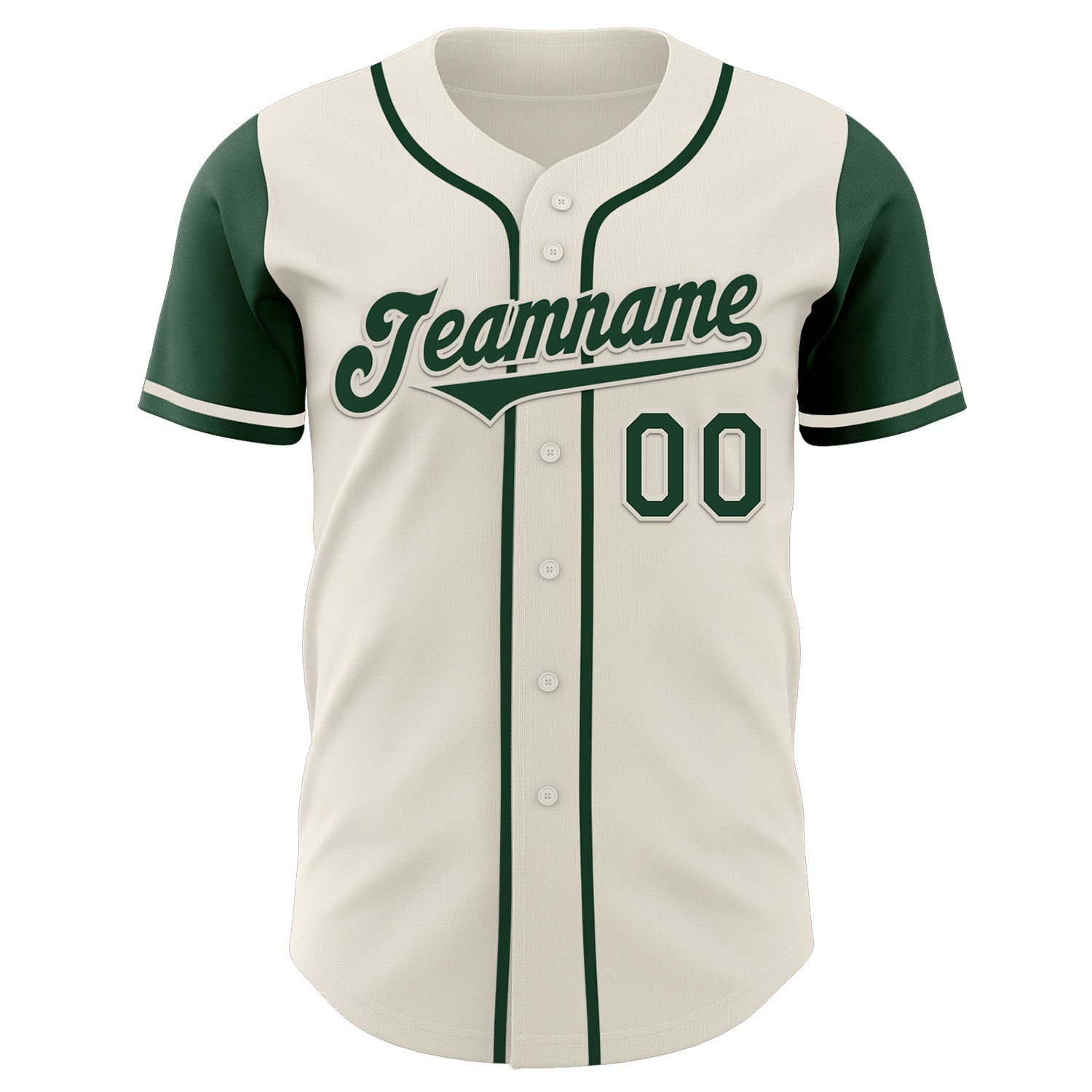 Custom Cream Green Authentic Two Tone Baseball Jersey view 2