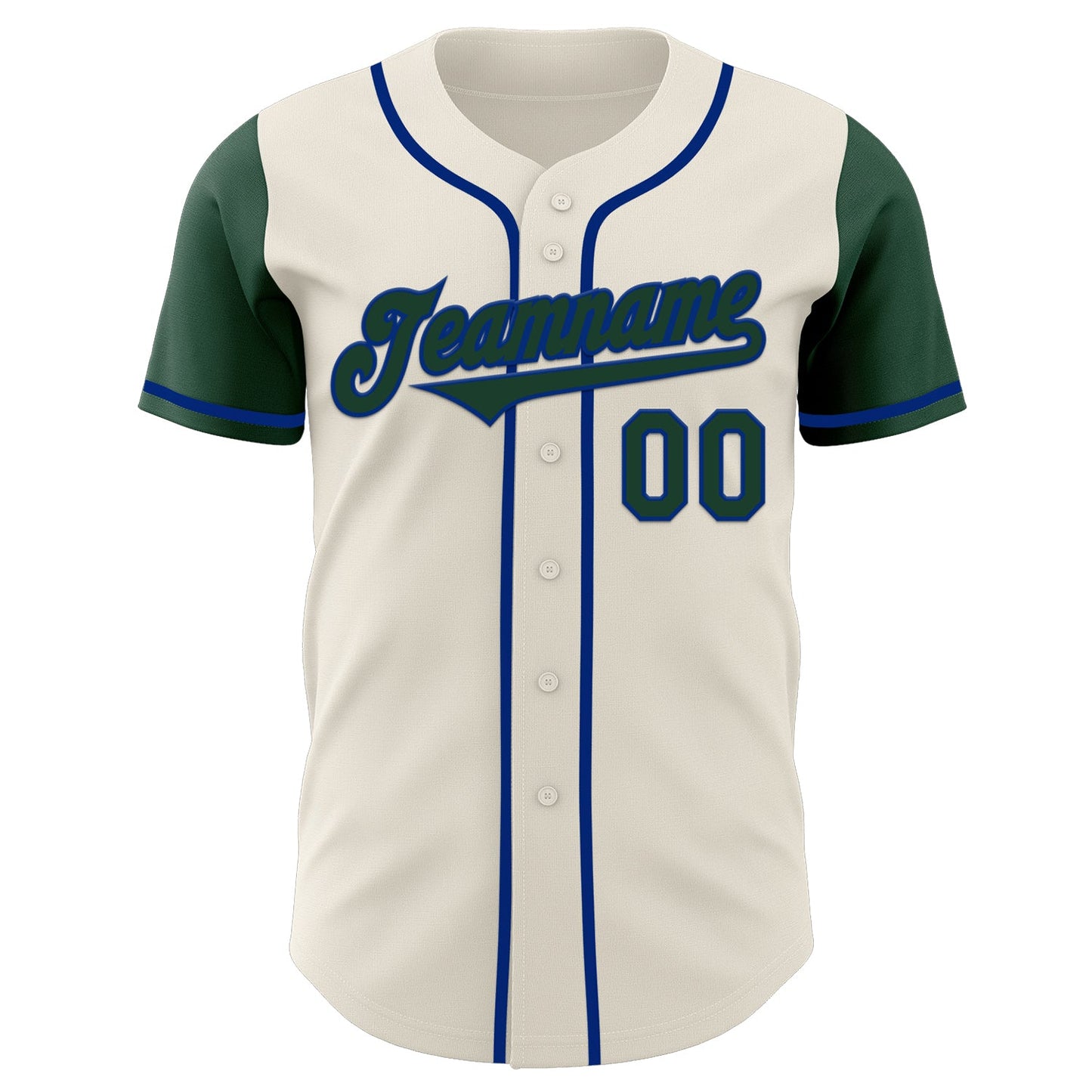 Custom Cream Green-Royal Authentic Two Tone Baseball Jersey view 2