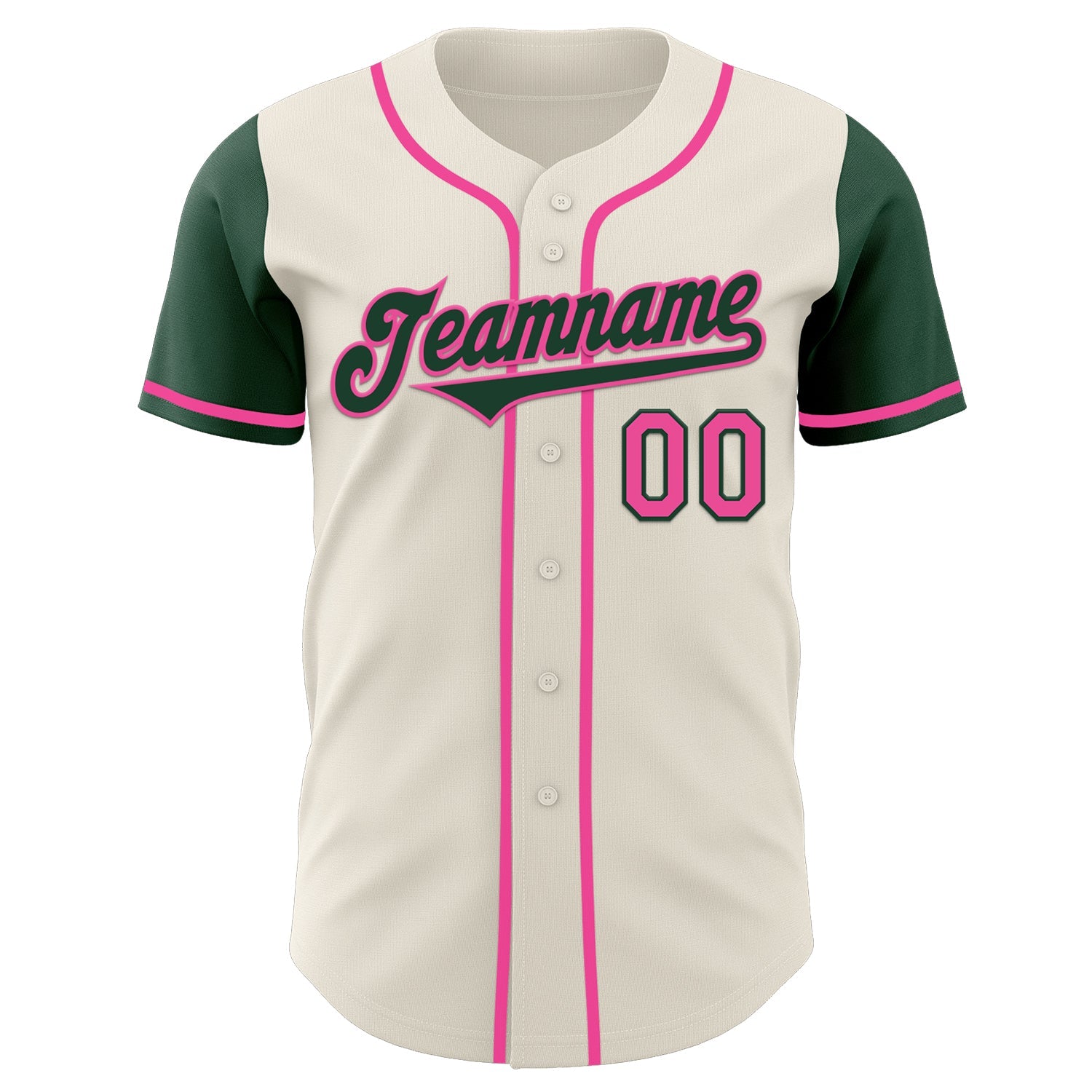 Custom Cream Green-Pink Authentic Two Tone Baseball Jersey view 2