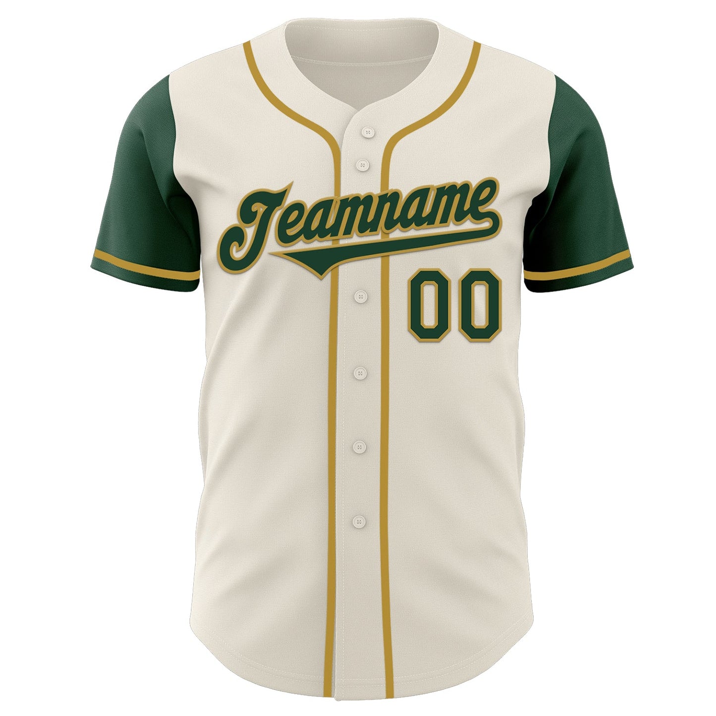 Custom Cream Green-Old Gold Authentic Two Tone Baseball Jersey view 2