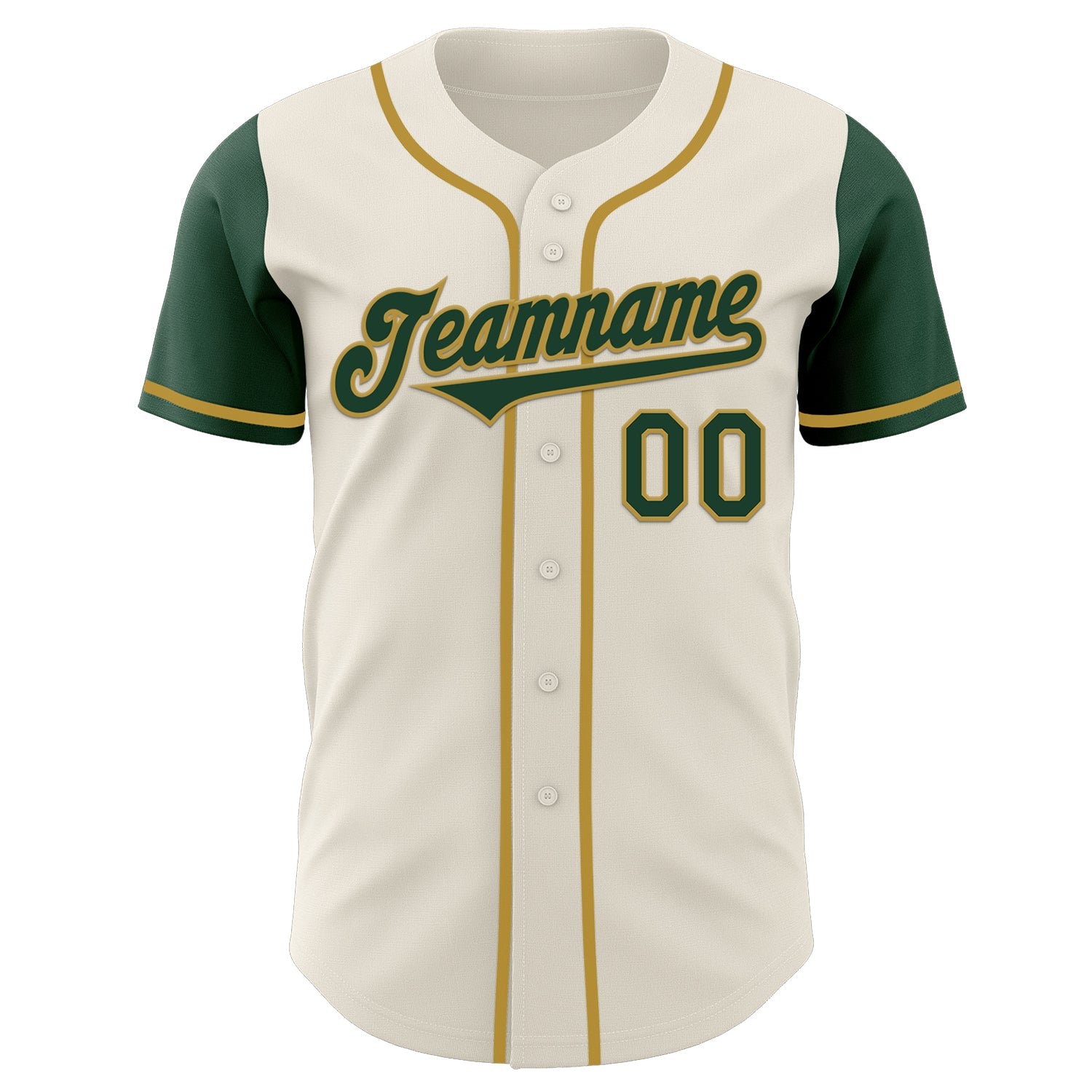 Custom Cream Green-Old Gold Authentic Two Tone Baseball Jersey view 2