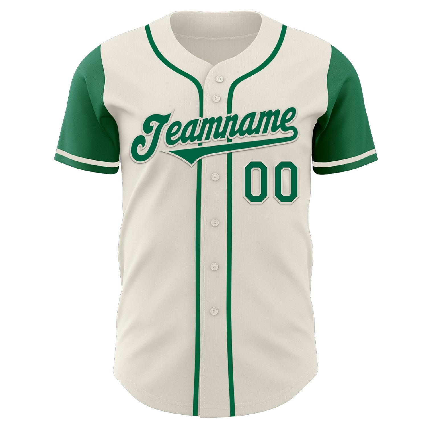 Custom Cream Kelly Green Authentic Two Tone Baseball Jersey view 2