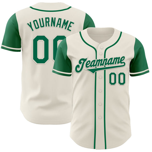 Custom Cream Kelly Green Authentic Two Tone Baseball Jersey - Main View