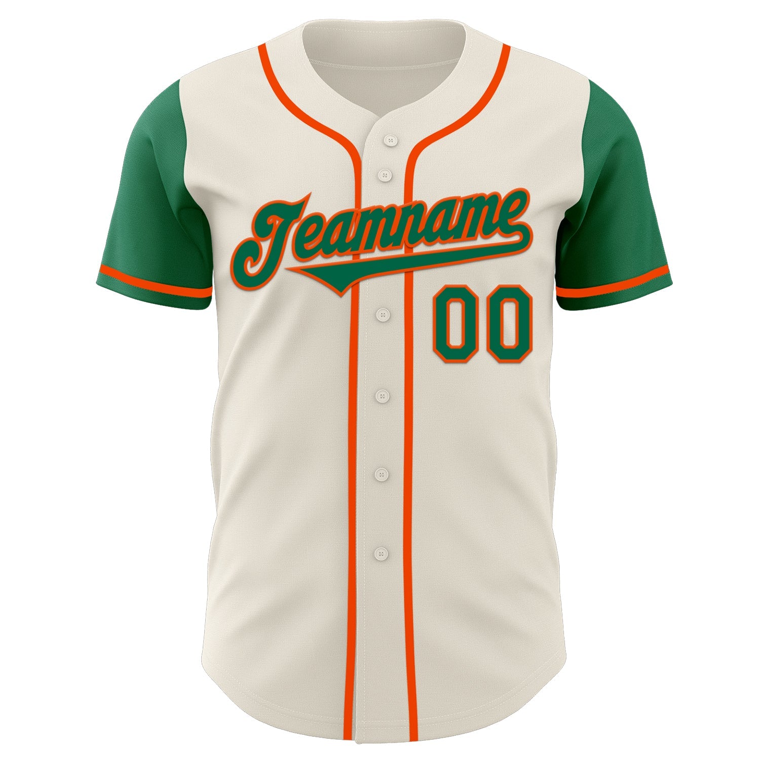Custom Cream Kelly Green-Orange Authentic Two Tone Baseball Jersey view 2