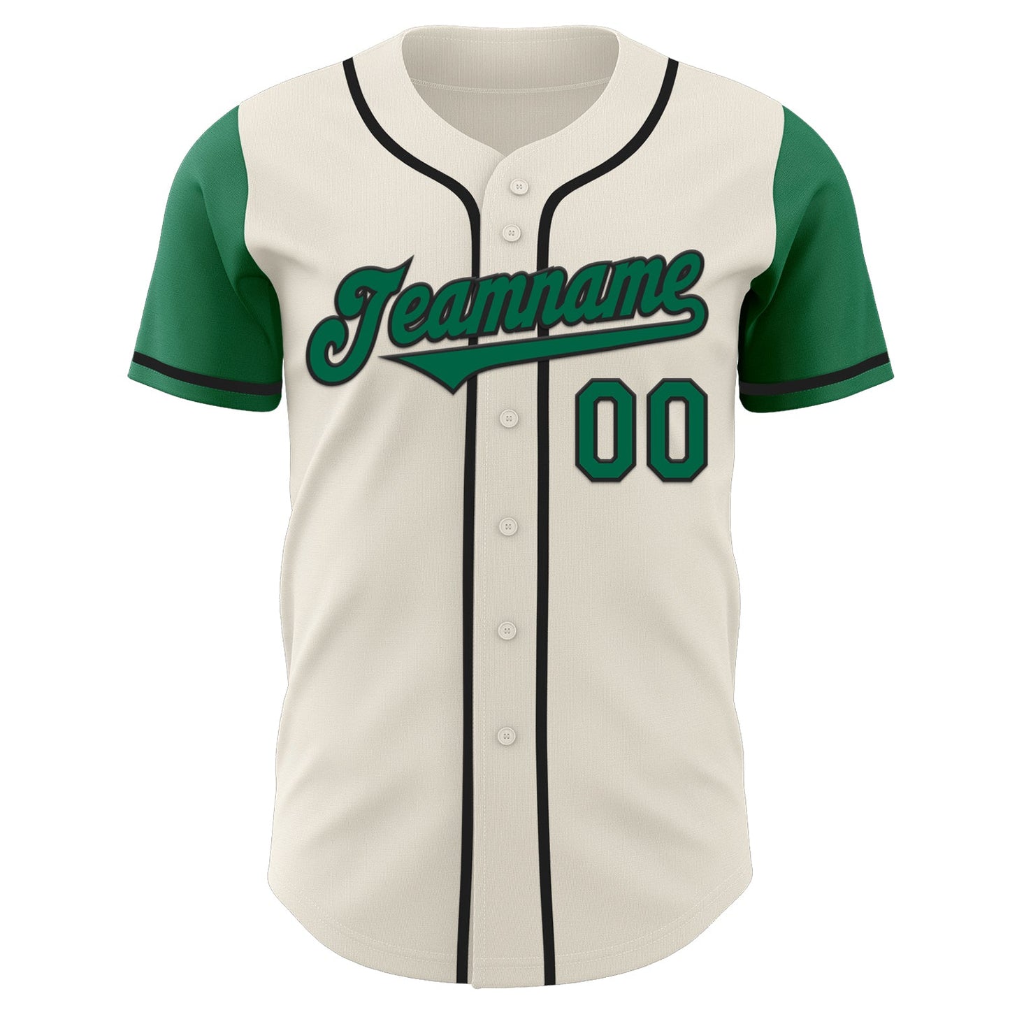 Custom Cream Kelly Green-Black Authentic Two Tone Baseball Jersey view 2