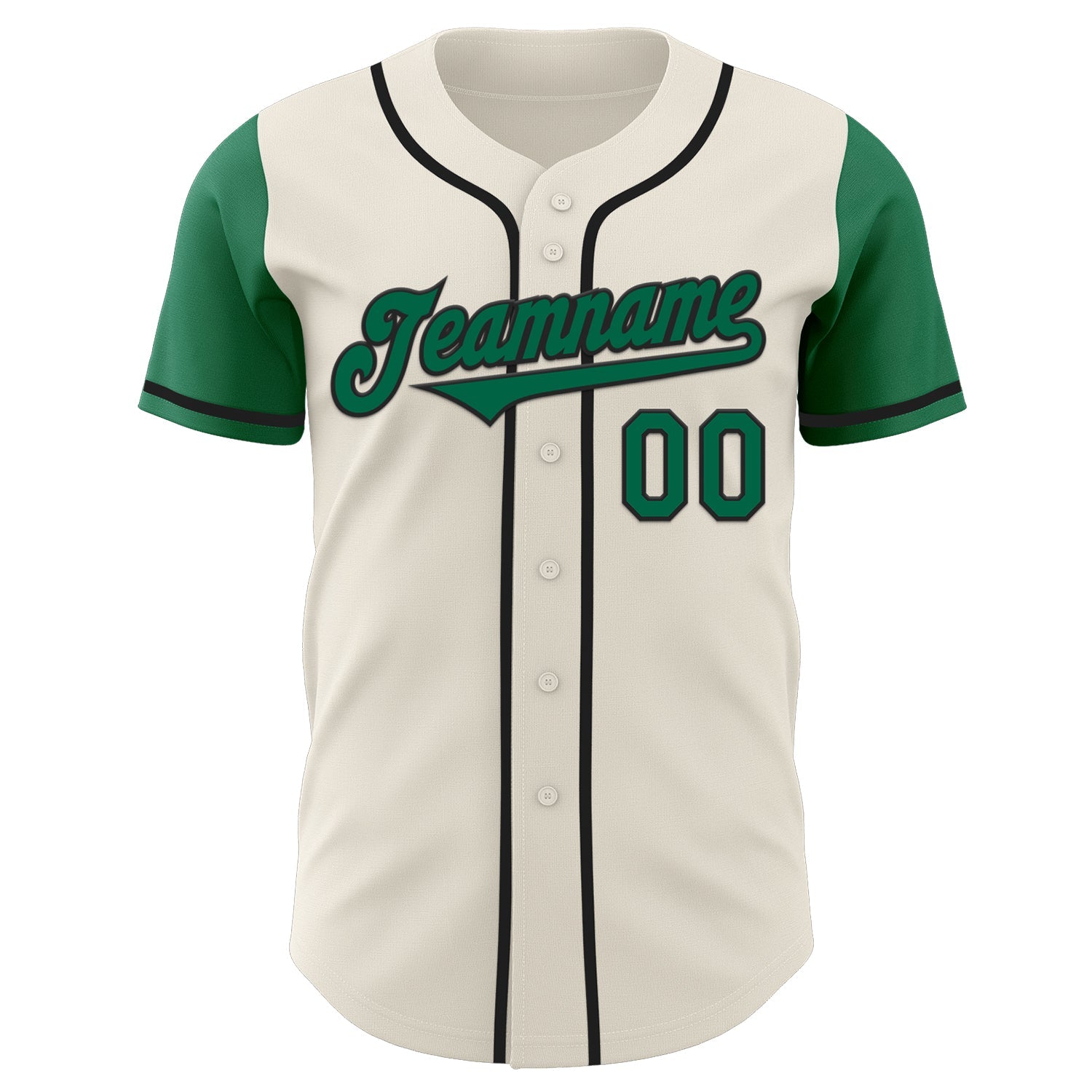 Custom Cream Kelly Green-Black Authentic Two Tone Baseball Jersey view 2