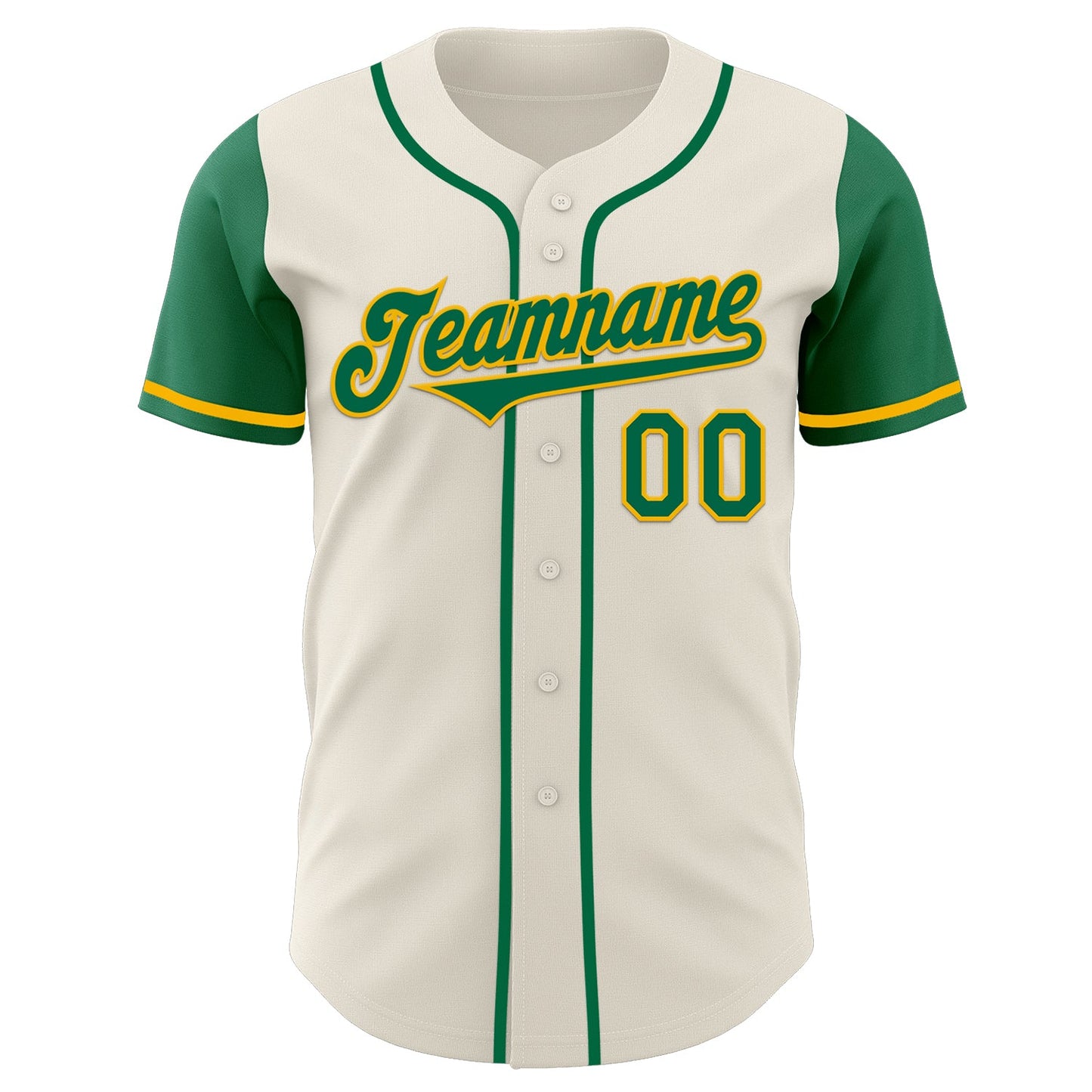 Custom Cream Kelly Green-Gold Authentic Two Tone Baseball Jersey view 2