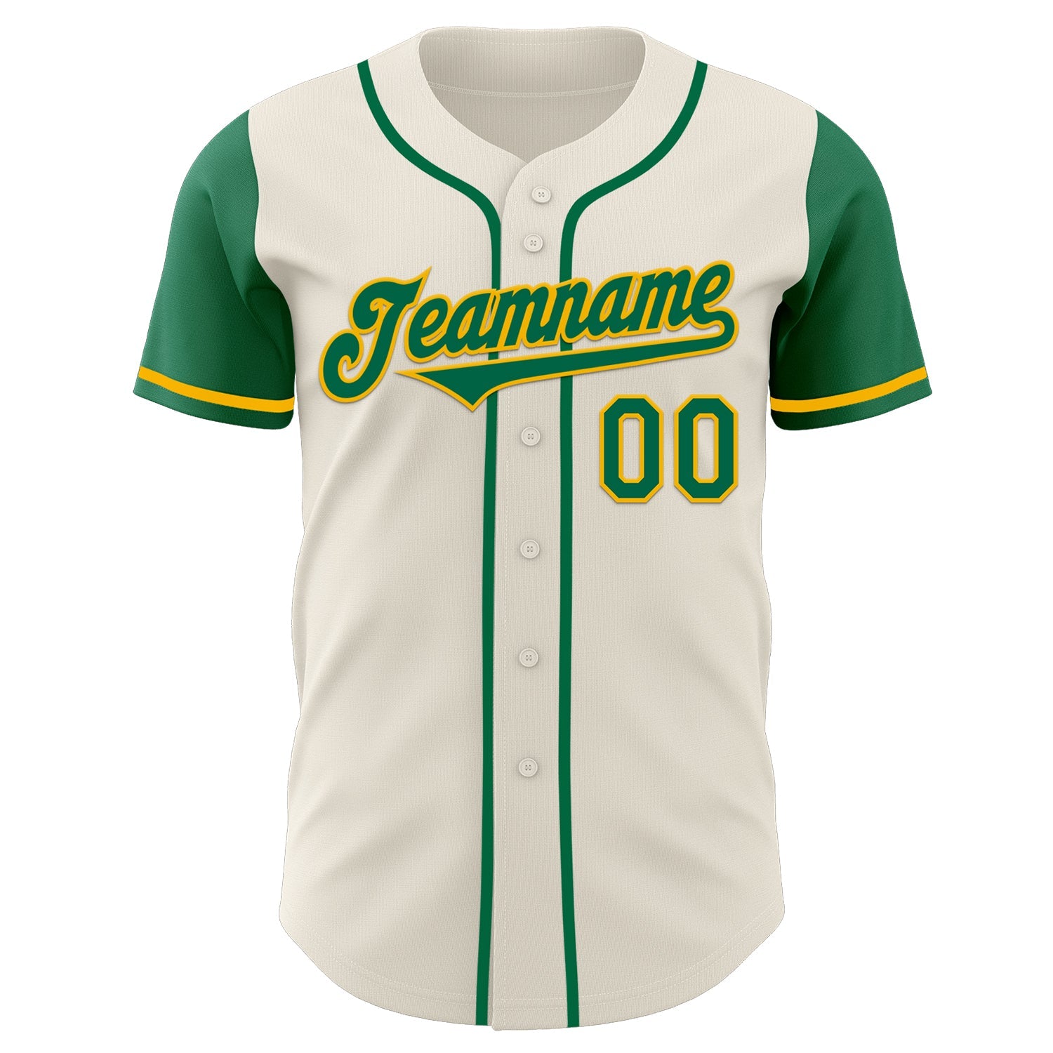 Custom Cream Kelly Green-Gold Authentic Two Tone Baseball Jersey view 2