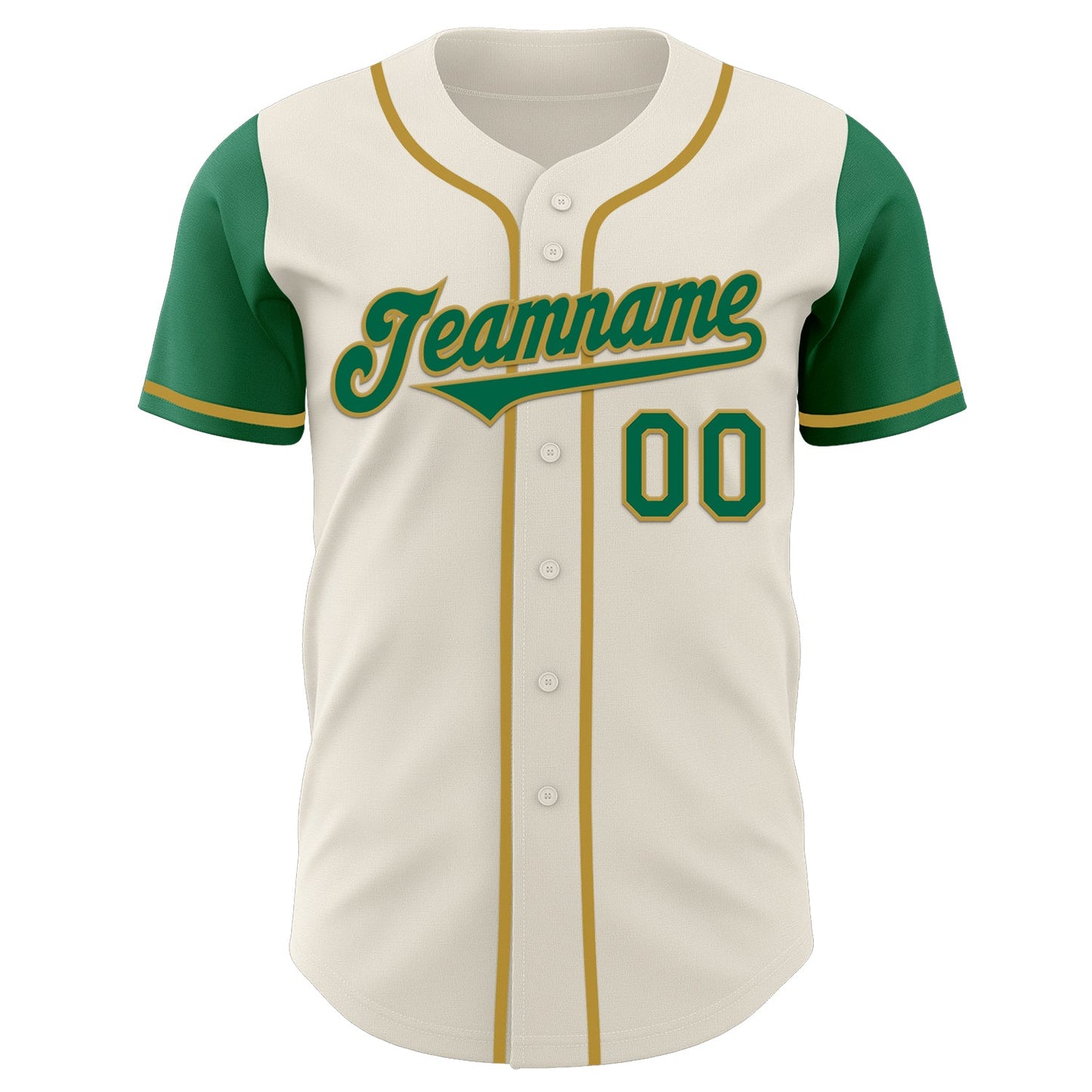 Custom Cream Kelly Green-Old Gold Authentic Two Tone Baseball Jersey view 2