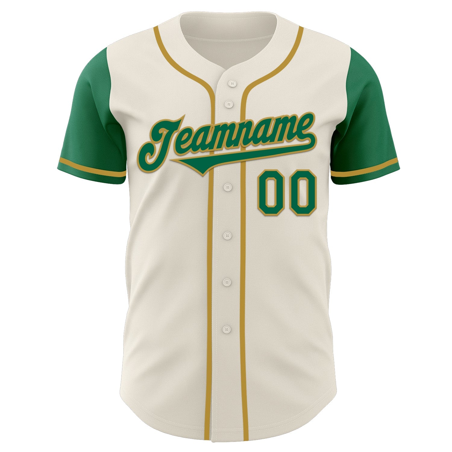 Custom Cream Kelly Green-Old Gold Authentic Two Tone Baseball Jersey view 2