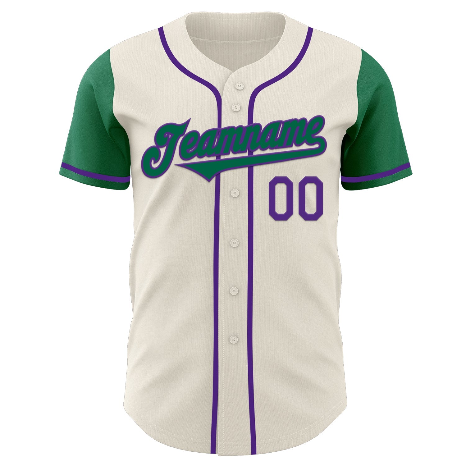 Custom Cream Kelly Green-Purple Authentic Two Tone Baseball Jersey view 2
