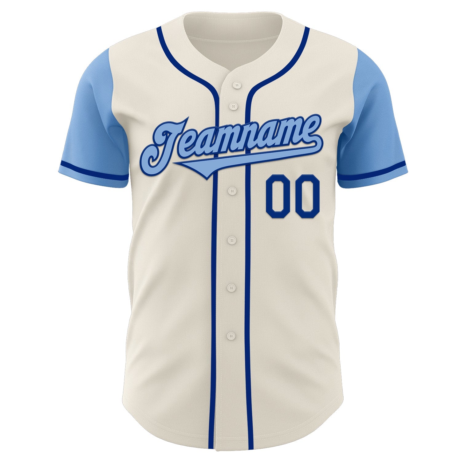 Custom Cream Light Blue-Royal Authentic Two Tone Baseball Jersey view 2