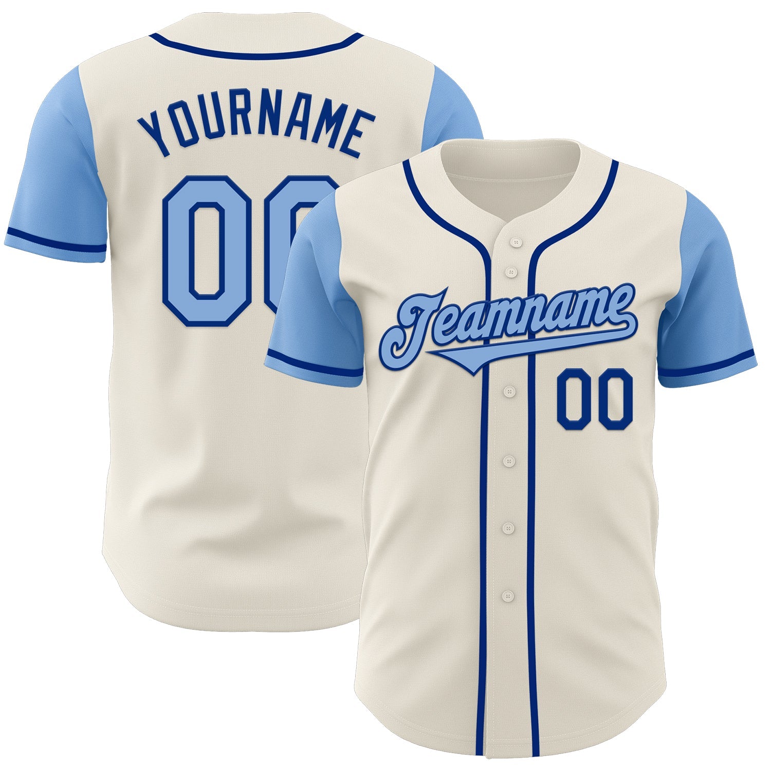 Custom Cream Light Blue-Royal Authentic Two Tone Baseball Jersey - Main View